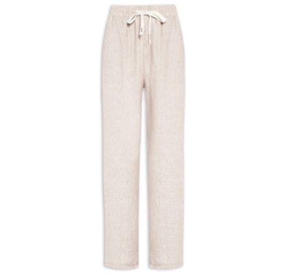Calça Feminina Reta Texturizada - Bege