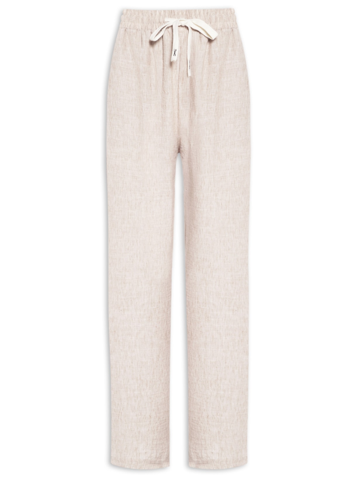 Calça Feminina Reta Texturizada - Bege