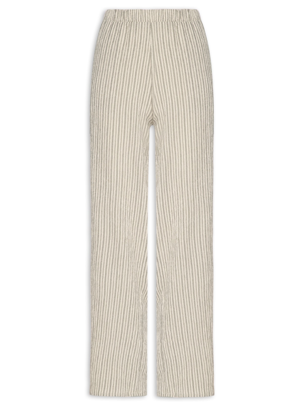 Calça Feminina Reta Texturizada Bege Basiq