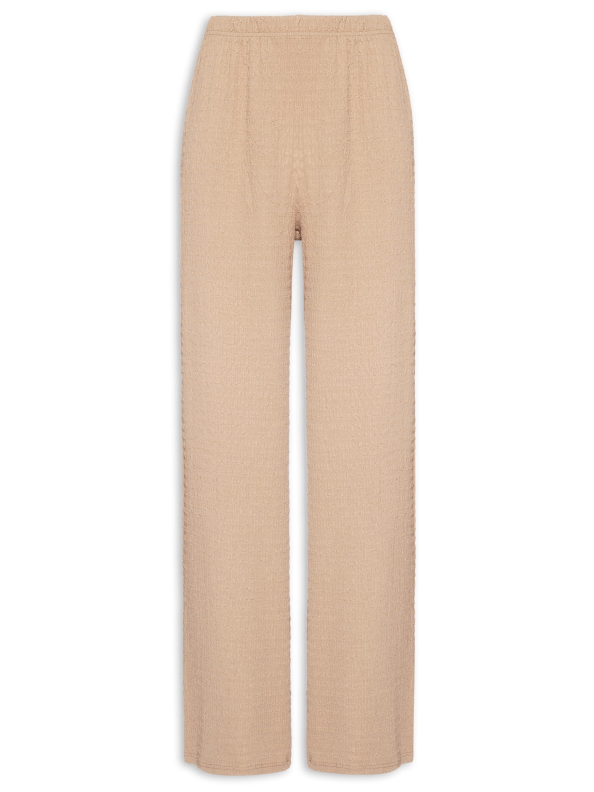 Calça Feminina Reta Texturizada - Bege