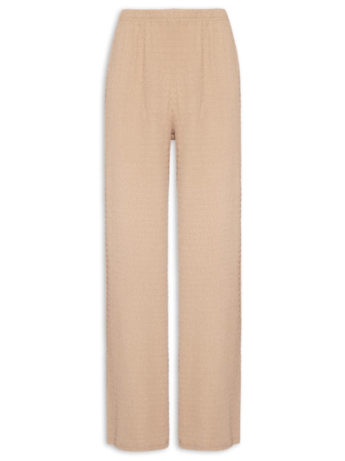 Calça Feminina Reta Texturizada - Bege