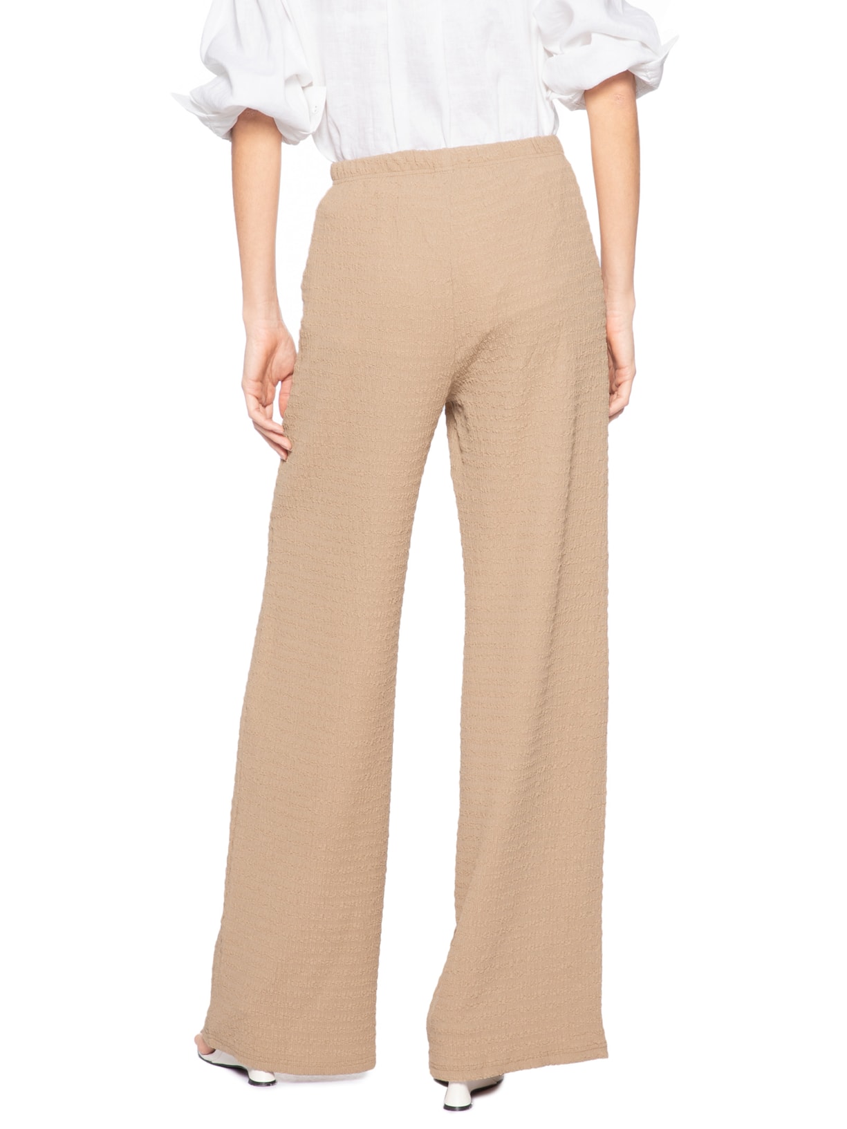Calça Feminina Reta Texturizada Bege Market 33
