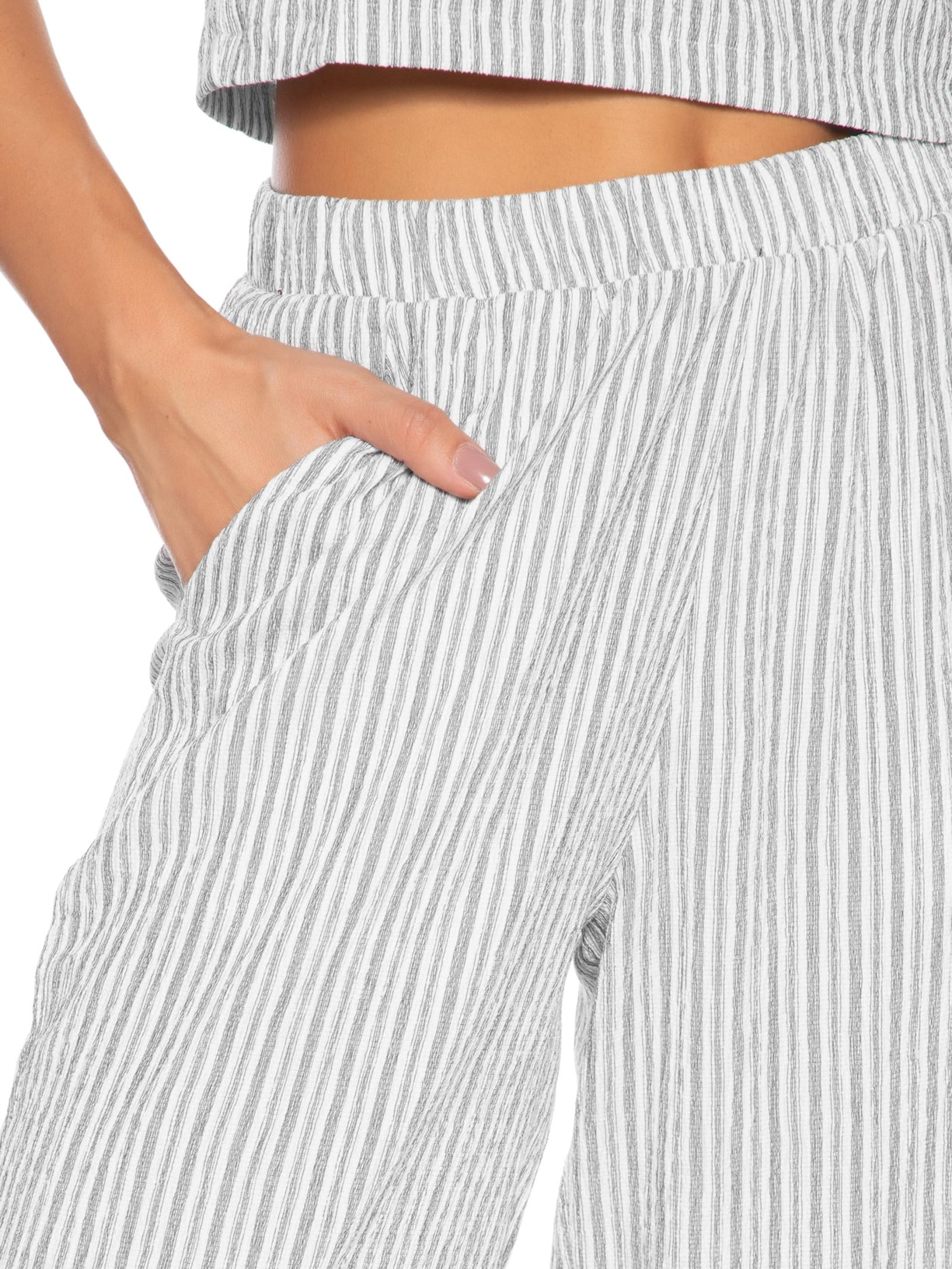 Calça Feminina Reta Texturizada Branco Basiq