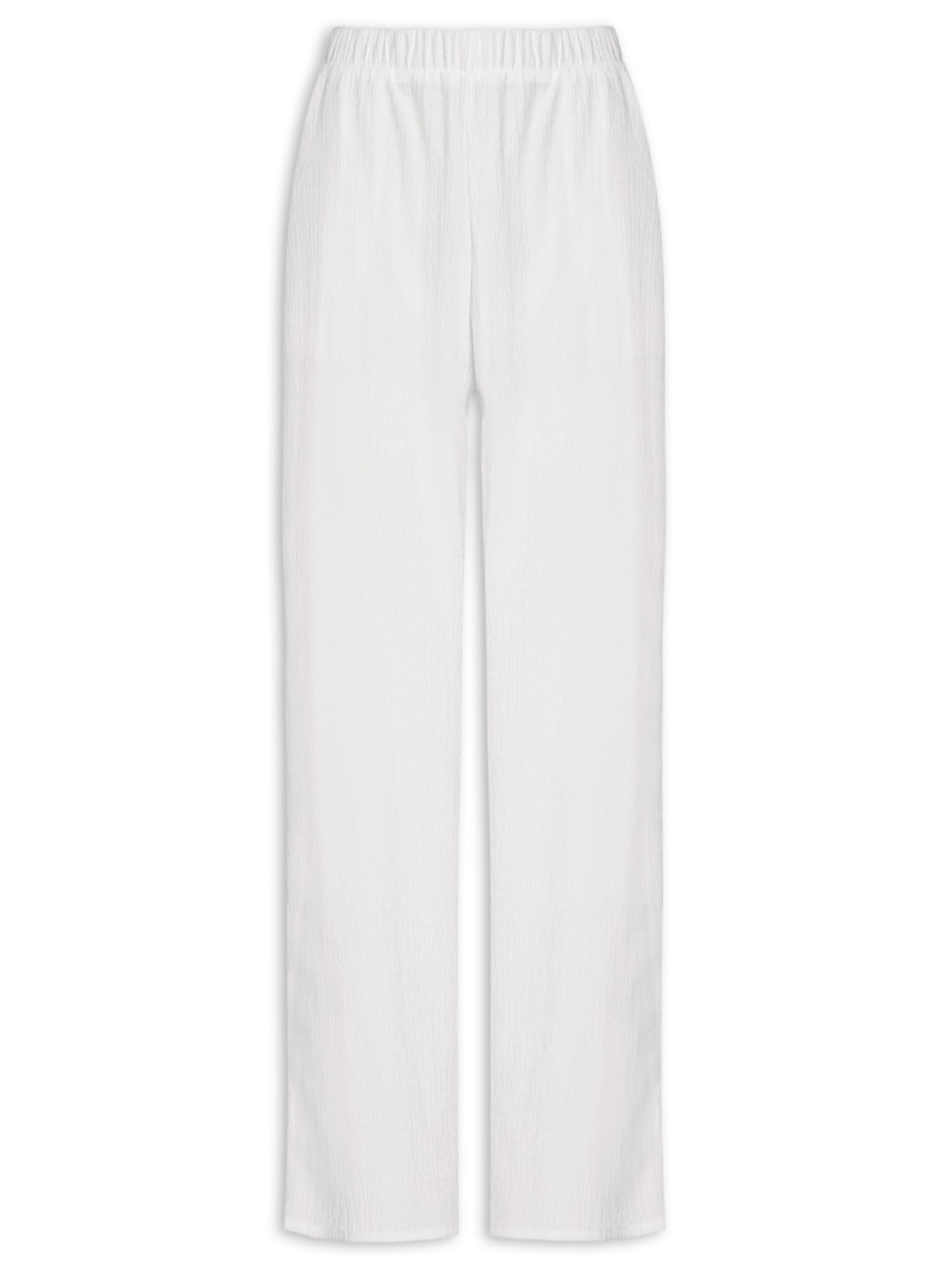 Calça Feminina Reta Texturizada Branco Basiq