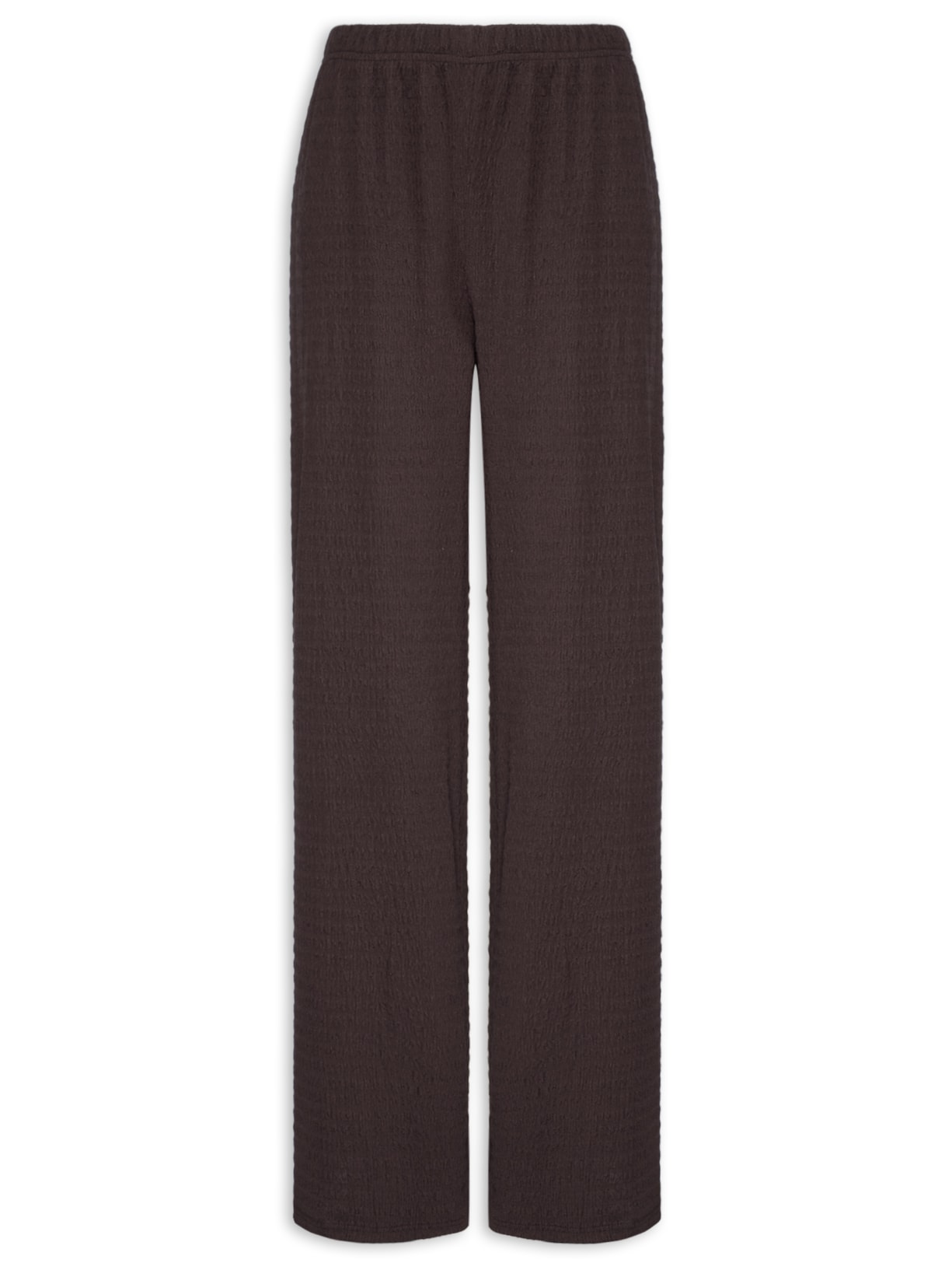 Calça Feminina Reta Texturizada - Marrom