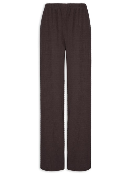 Calça Feminina Reta Texturizada - Marrom