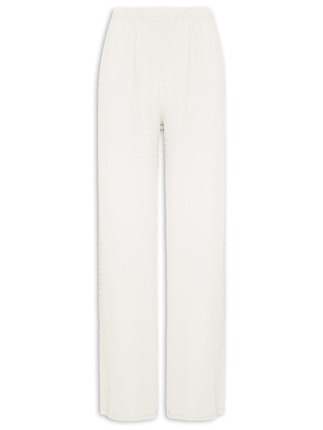 Calça Feminina Reta Texturizada - Off White