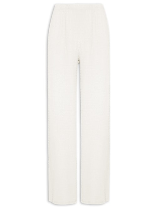 Calça Feminina Reta Texturizada - Off White