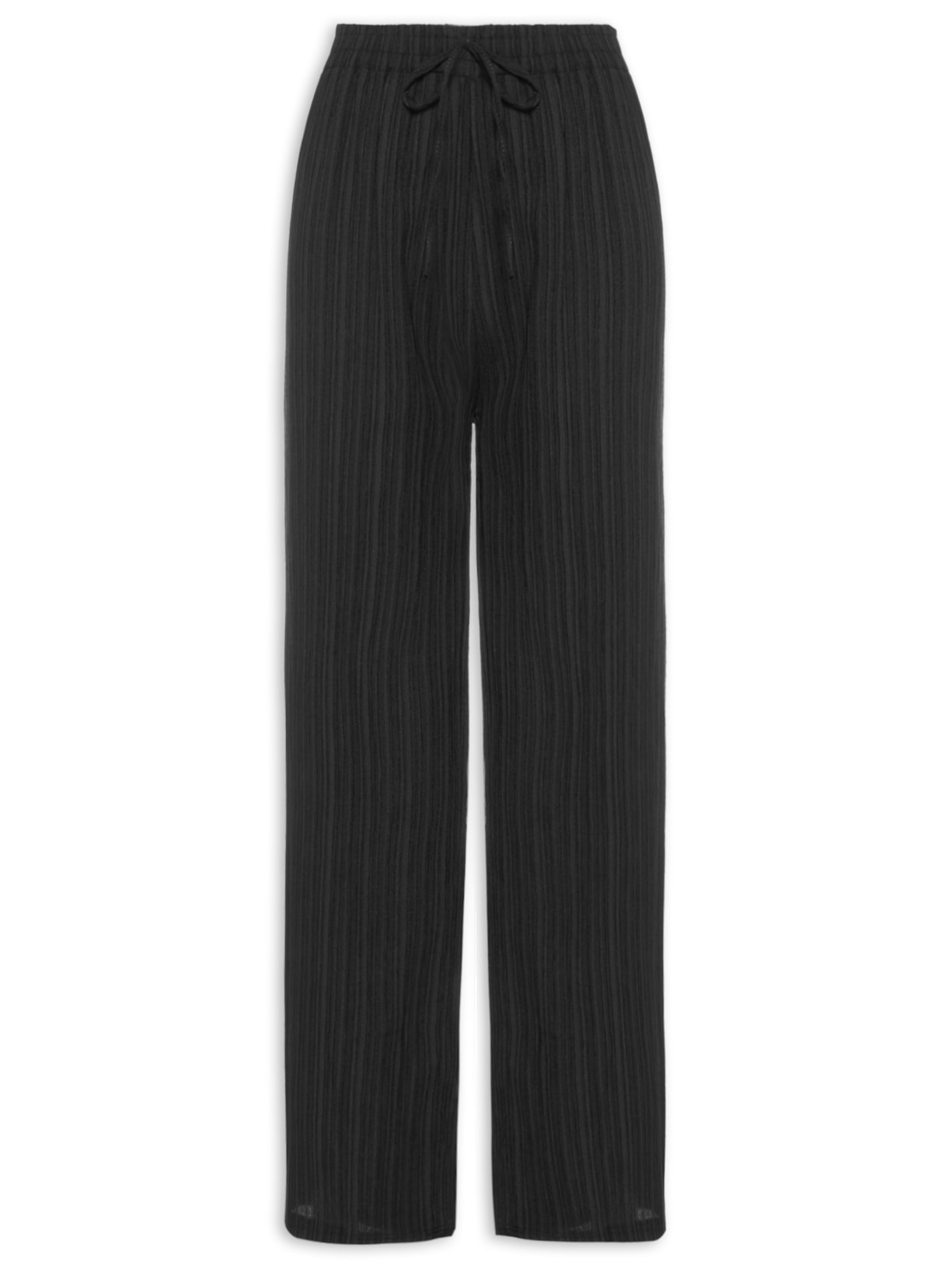Calça Feminina Reta Texturizada - Preto