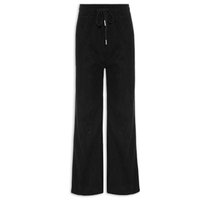 Calça Feminina Reta Texturizada - Preto
