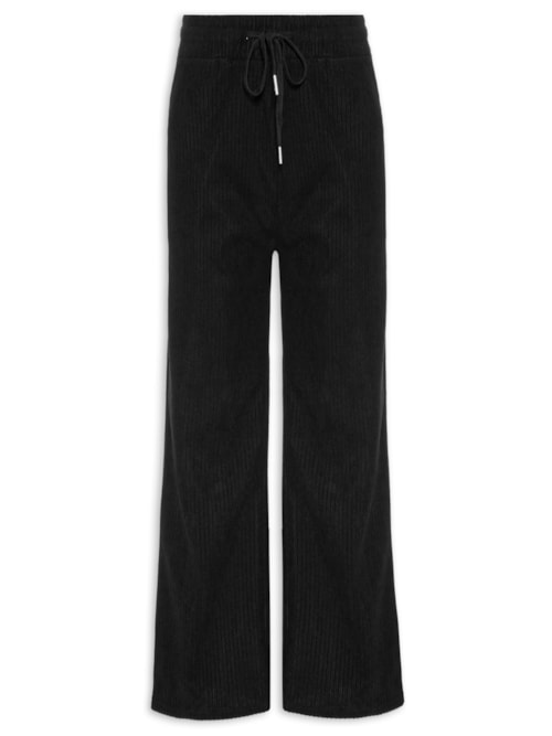 Calça Feminina Reta Texturizada - Preto