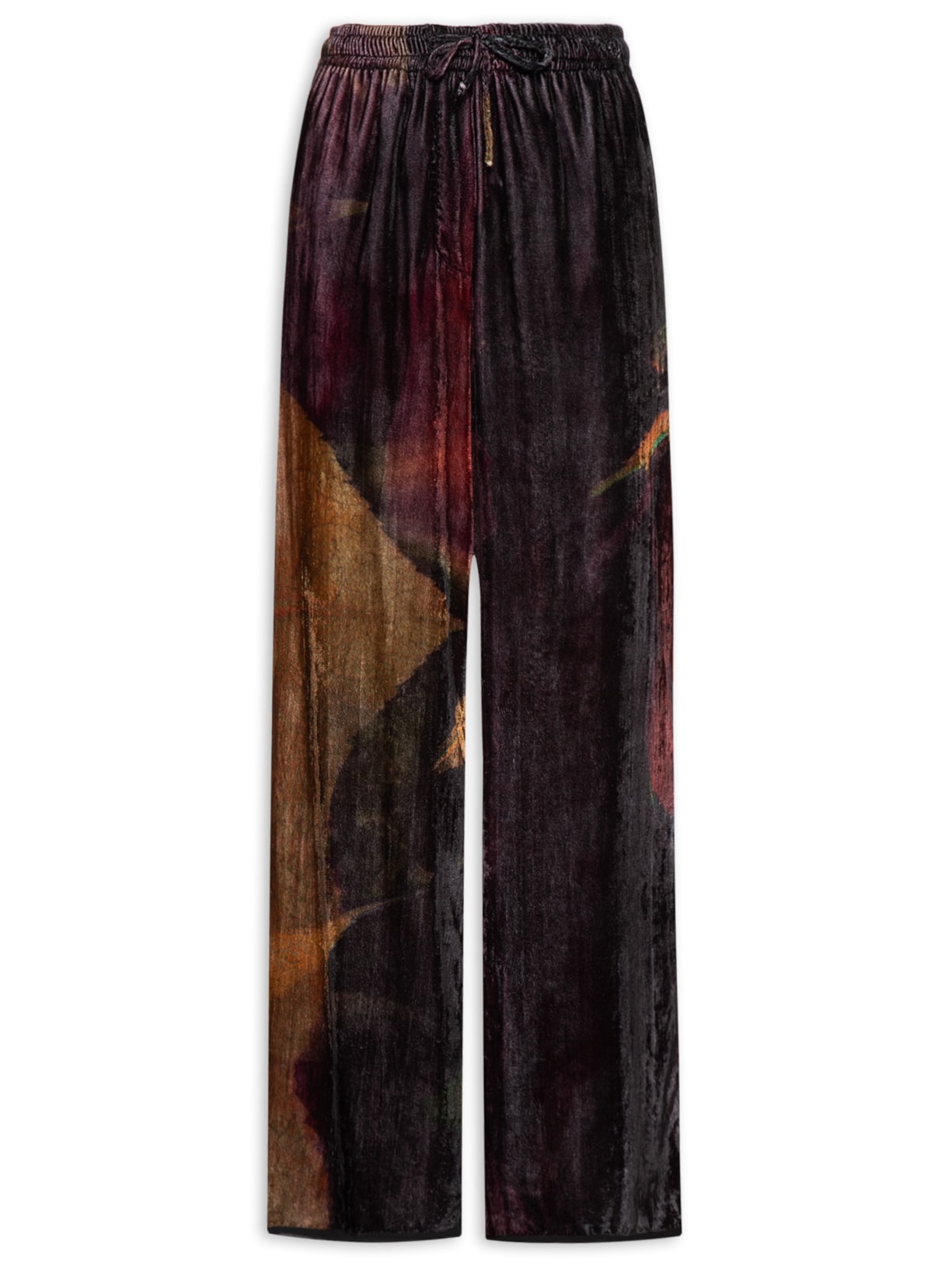 Calça Feminina Reta Velvet Glitch Rose - Preto