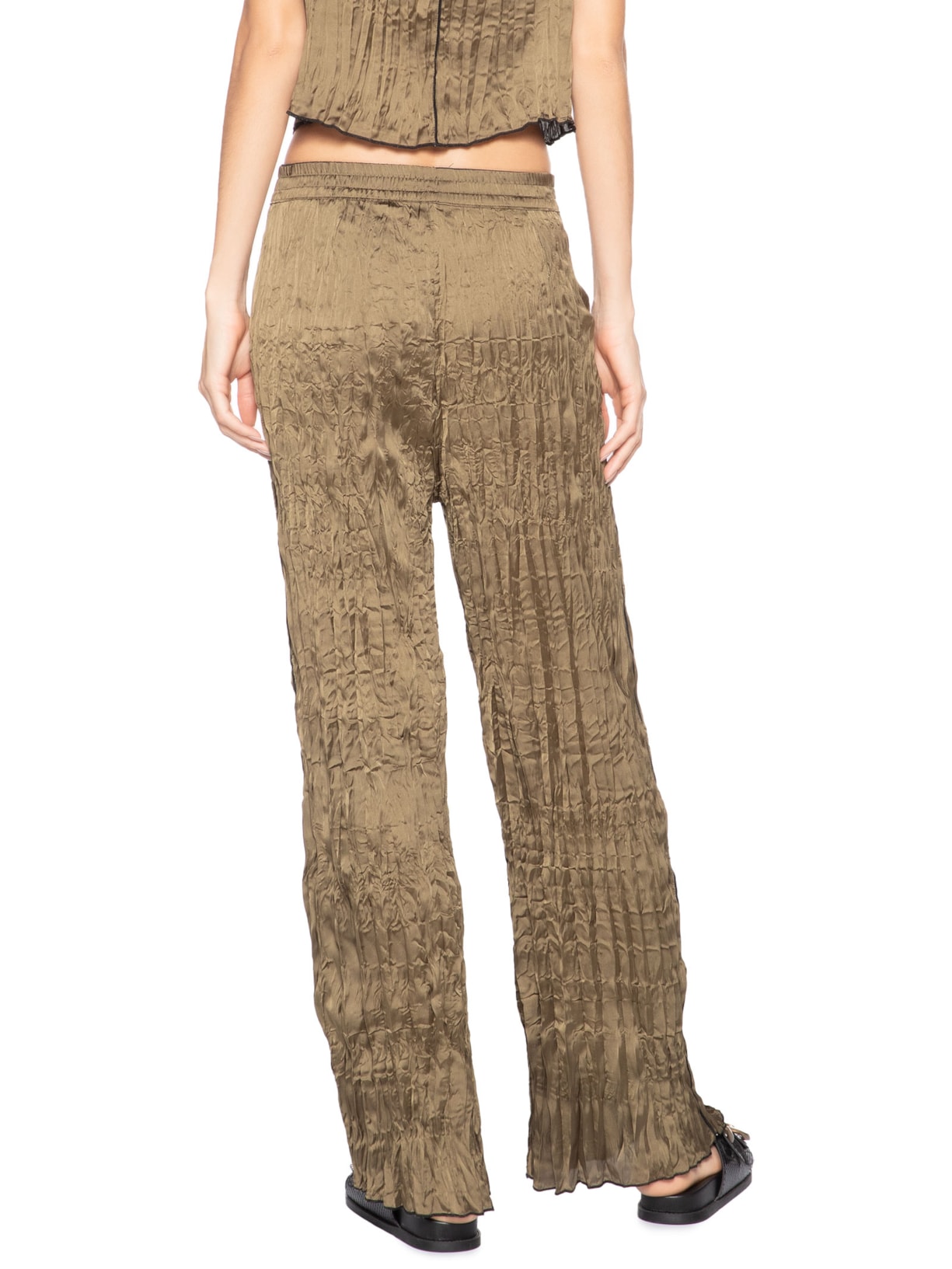 Calça Feminina Reta Wrinkle Satin Preto Osklen