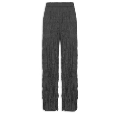 Calça Feminina Reta Wrinkle Satin - Preto