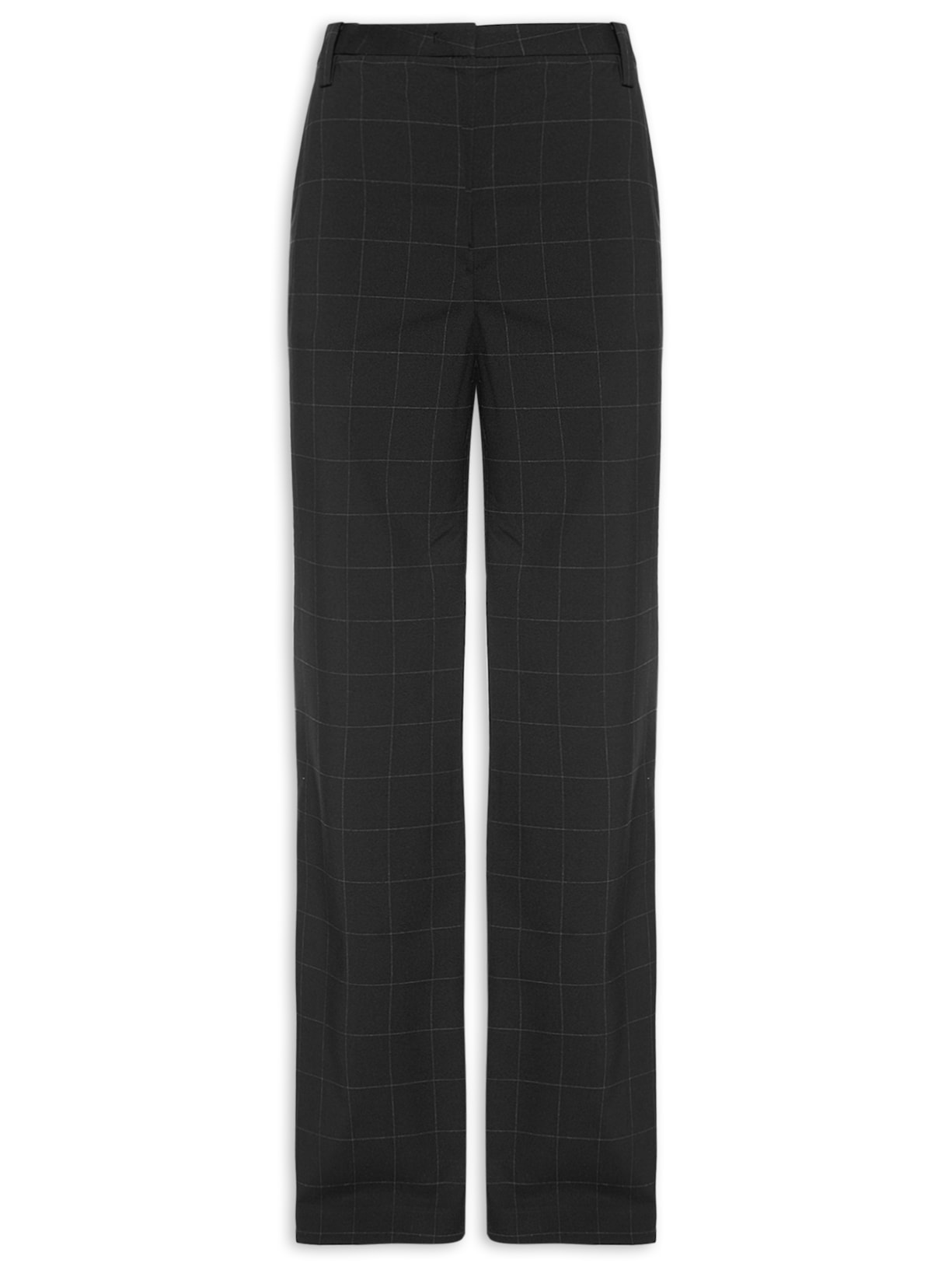 Calça Feminina Reta Xadrez - Preto