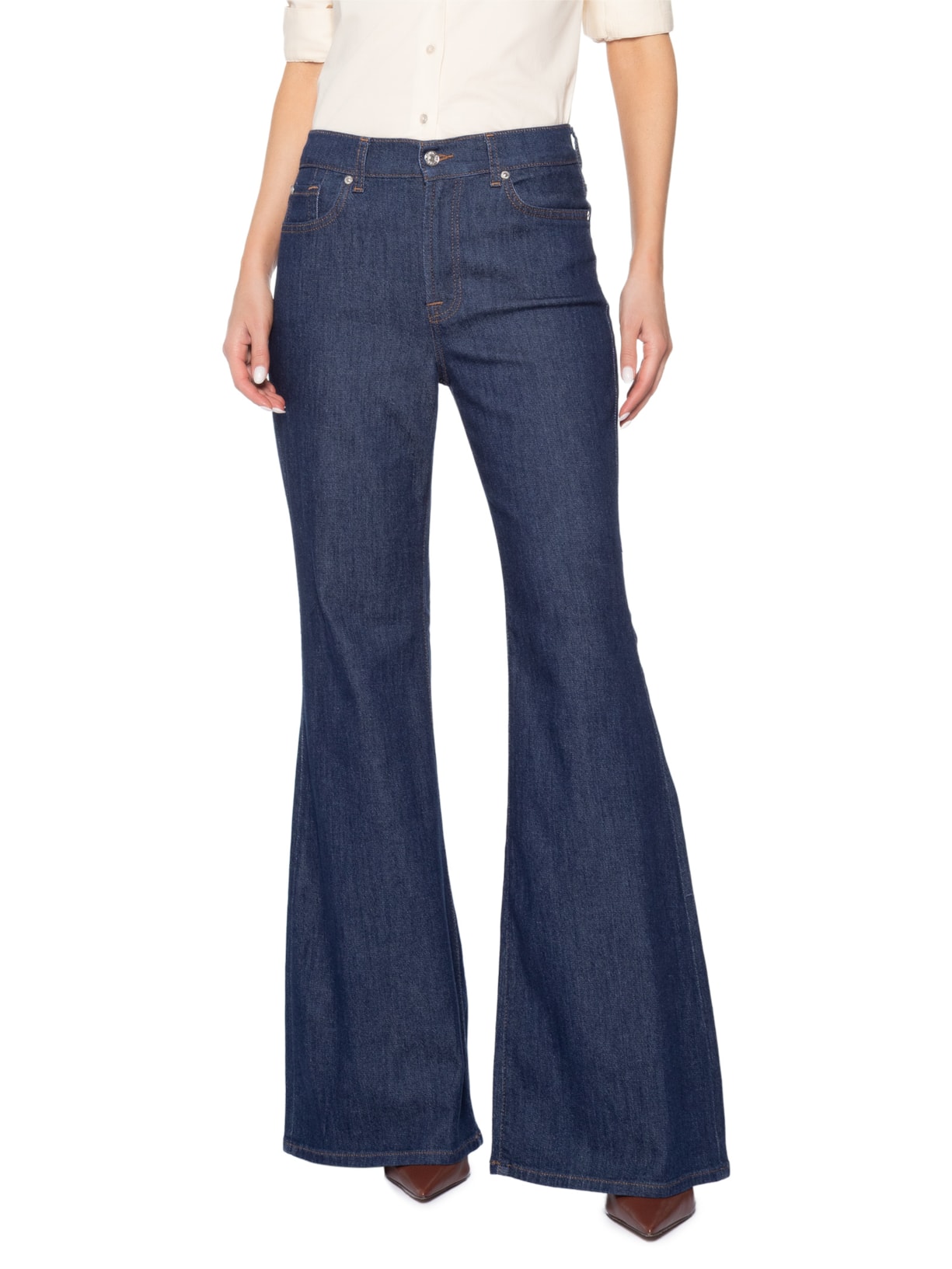 Calça Feminina Retrô Flare Halona Azul 7 For All Mankind