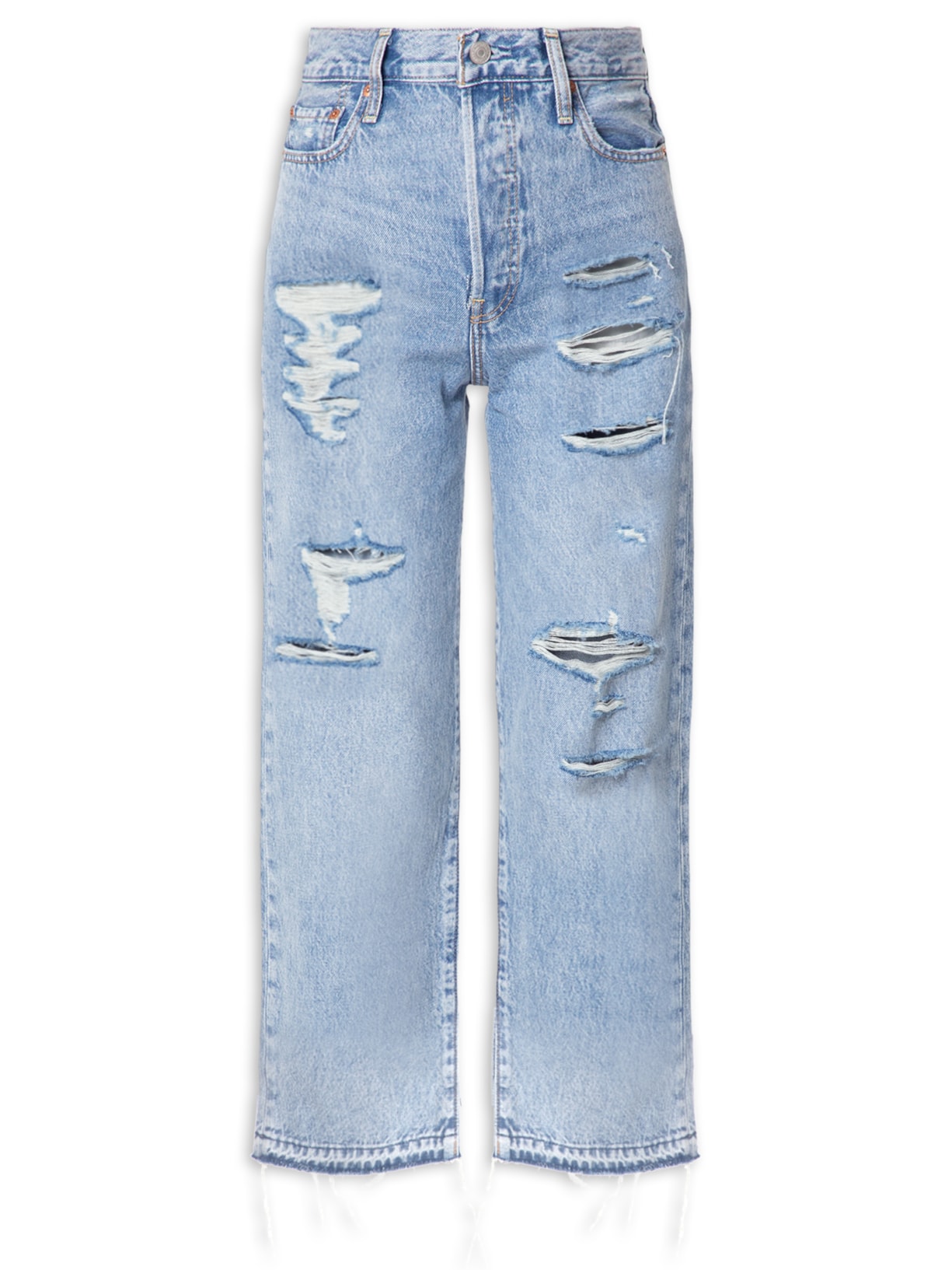 Calça Feminina Ribcage Straight Ankle - Azul