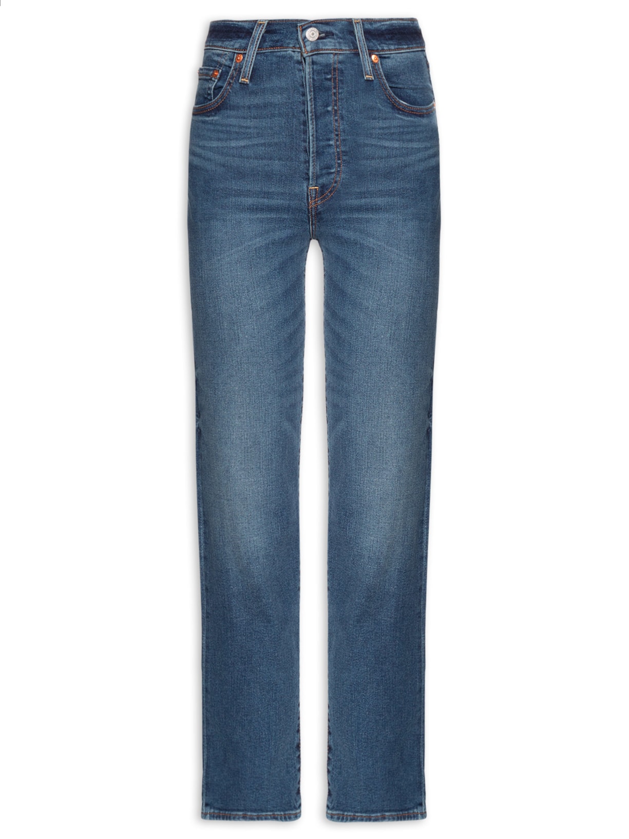 Calça Feminina Ribcage Straight Ankle - Azul