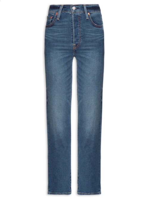 Calça Feminina Ribcage Straight Ankle - Azul