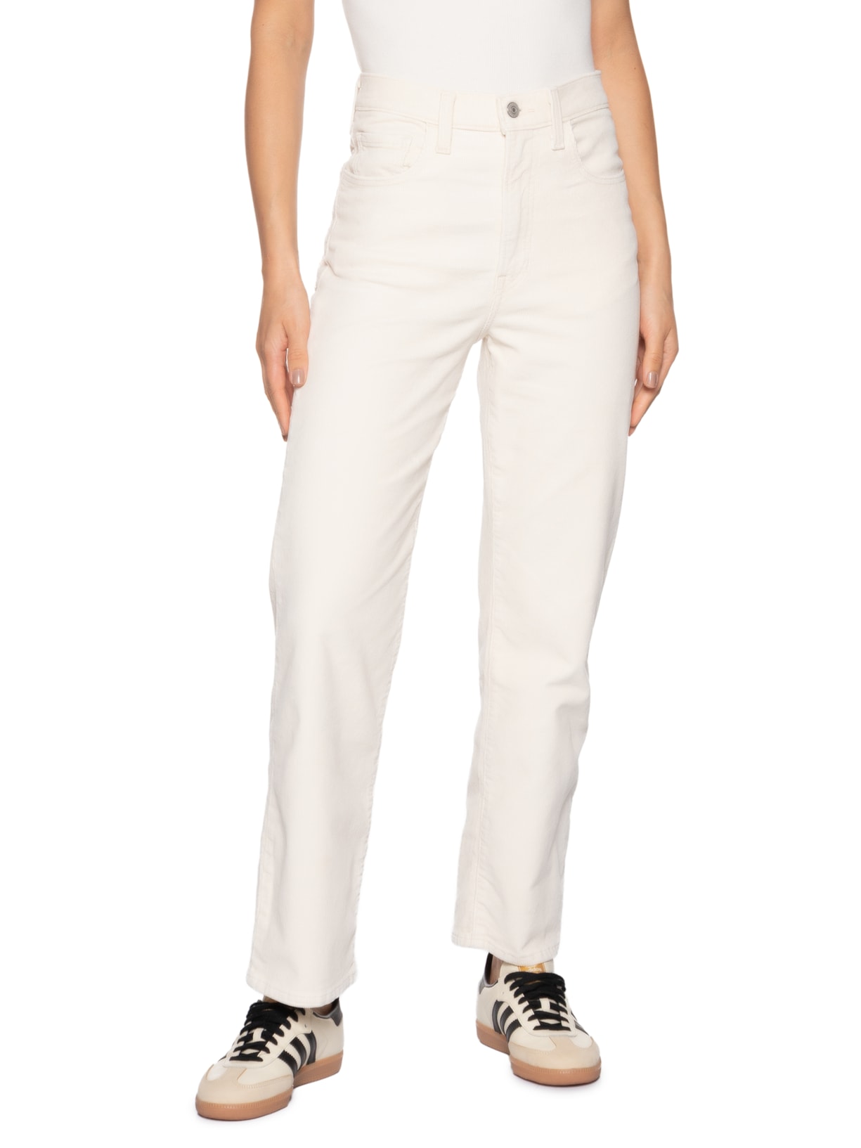 Calça Feminina Ribcage Straight Ankle Zip Nd Branco Levi's