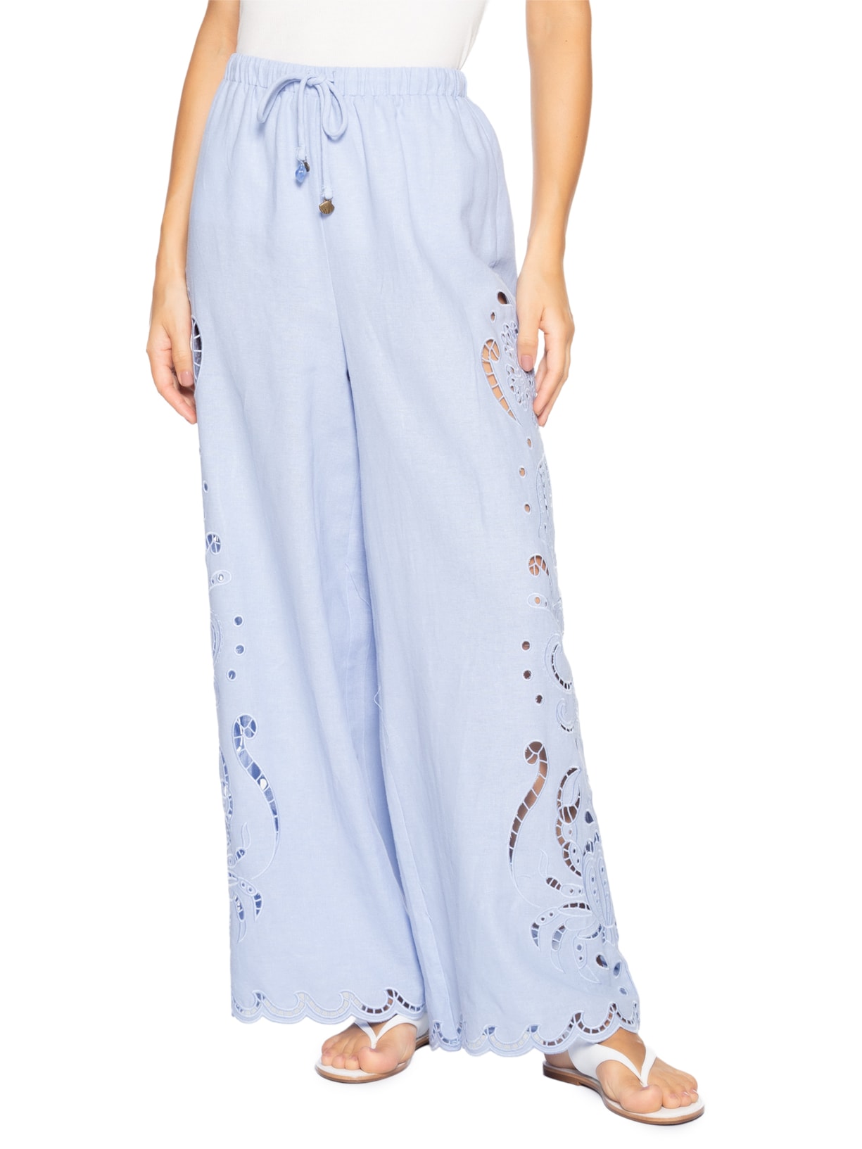 Calça Feminina Richelieu Vida Marinha Azul Farm Praia