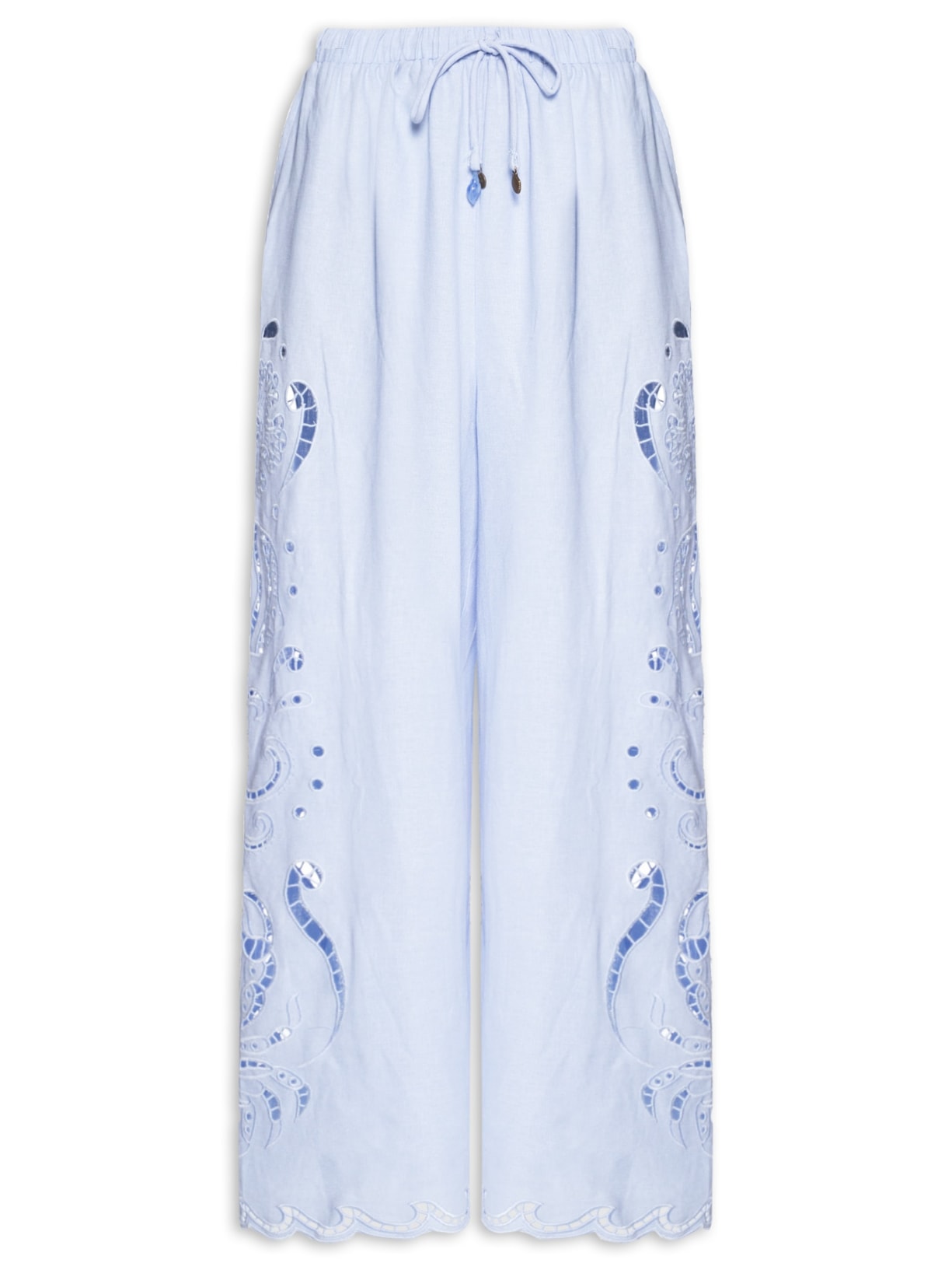 Calça Feminina Richelieu Vida Marinha Azul Farm Praia