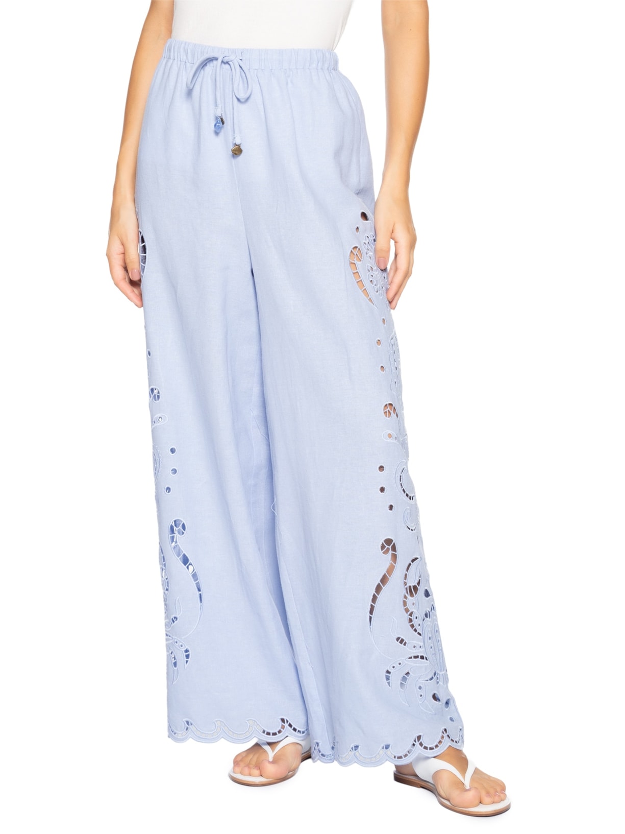 Calça Feminina Richelieu Vida Marinha Azul Farm Praia