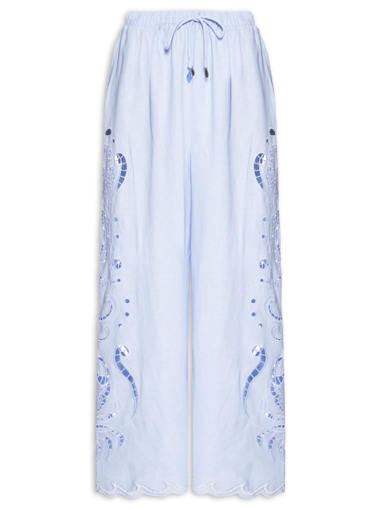 Calça Feminina Richelieu Vida Marinha Azul Farm Praia