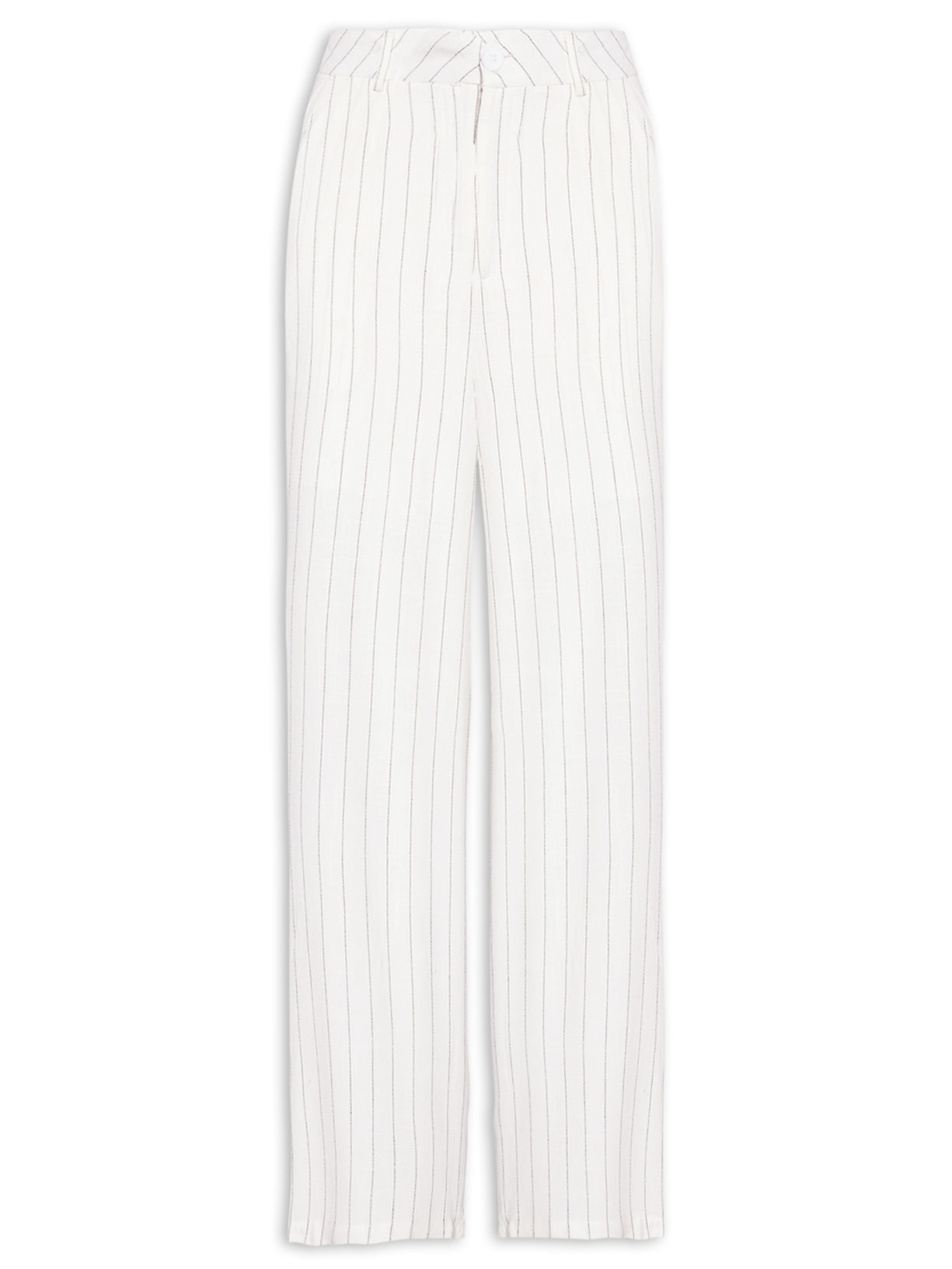 Calça Feminina Risca de Giz Com Bolso - Branco