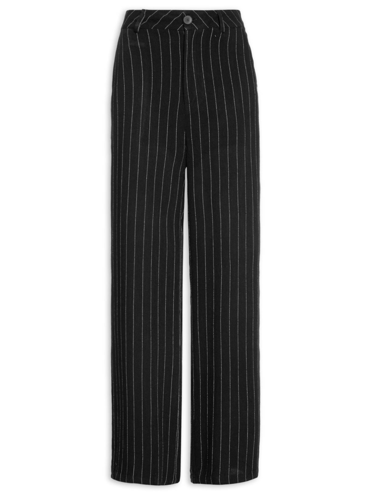 Calça Feminina Risca de Giz Com Bolso - Preto