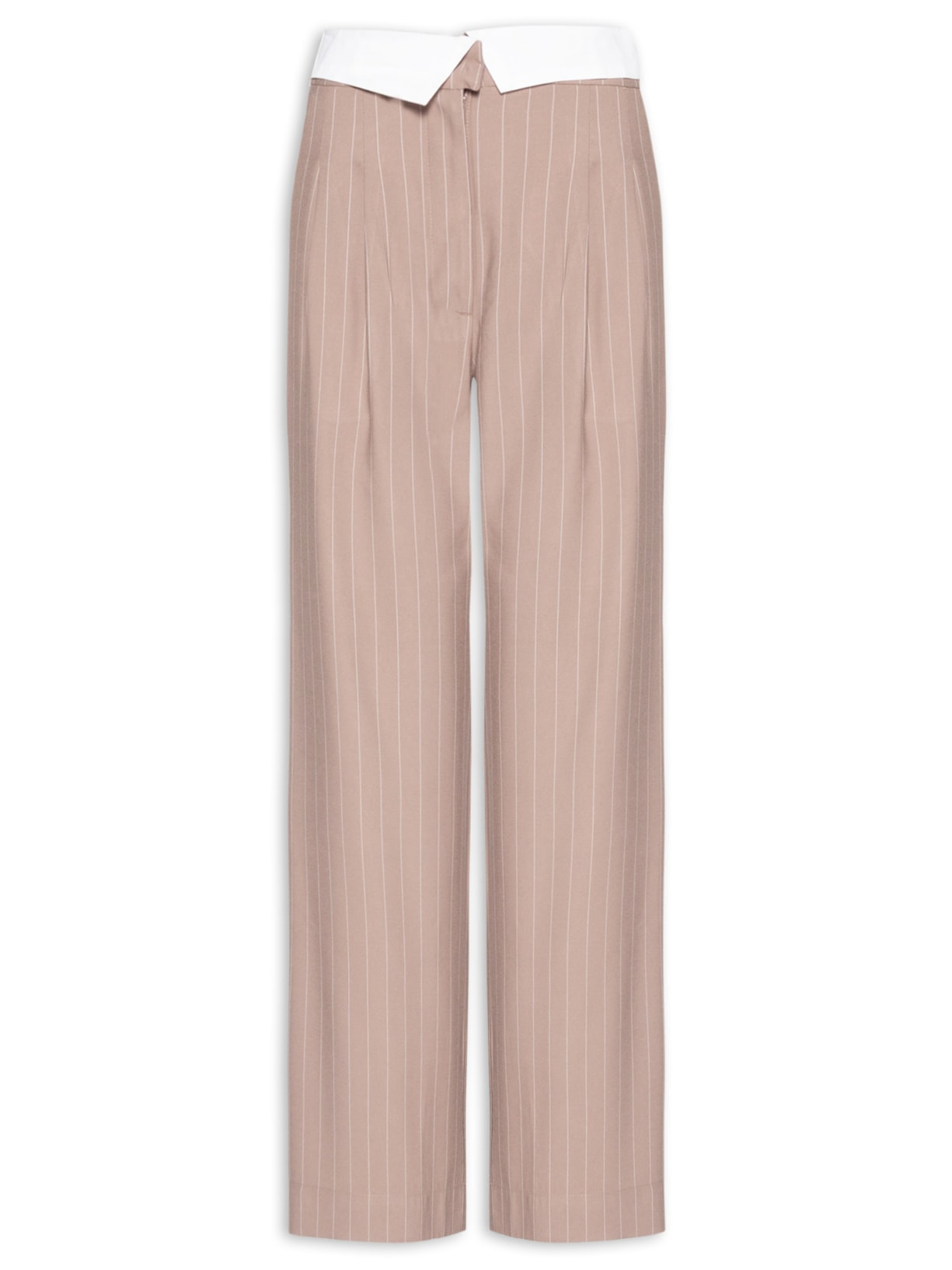 Calça Feminina Risca De Giz Pala Algodão - Cinza