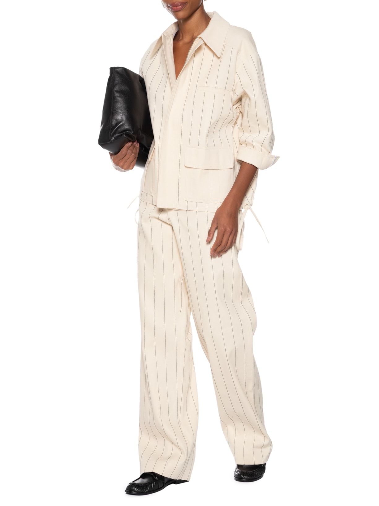 Calça Feminina Risca De Giz Pespontada Off White Coven