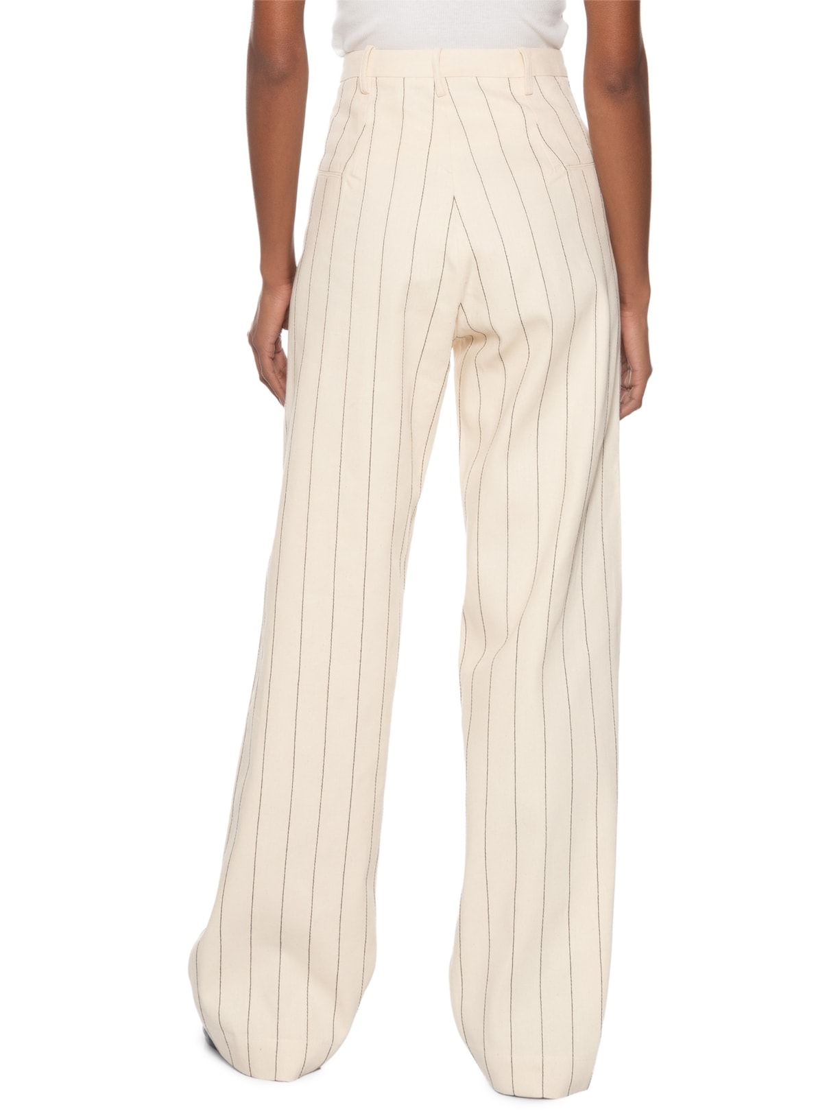 Calça Feminina Risca De Giz Pespontada Off White Coven