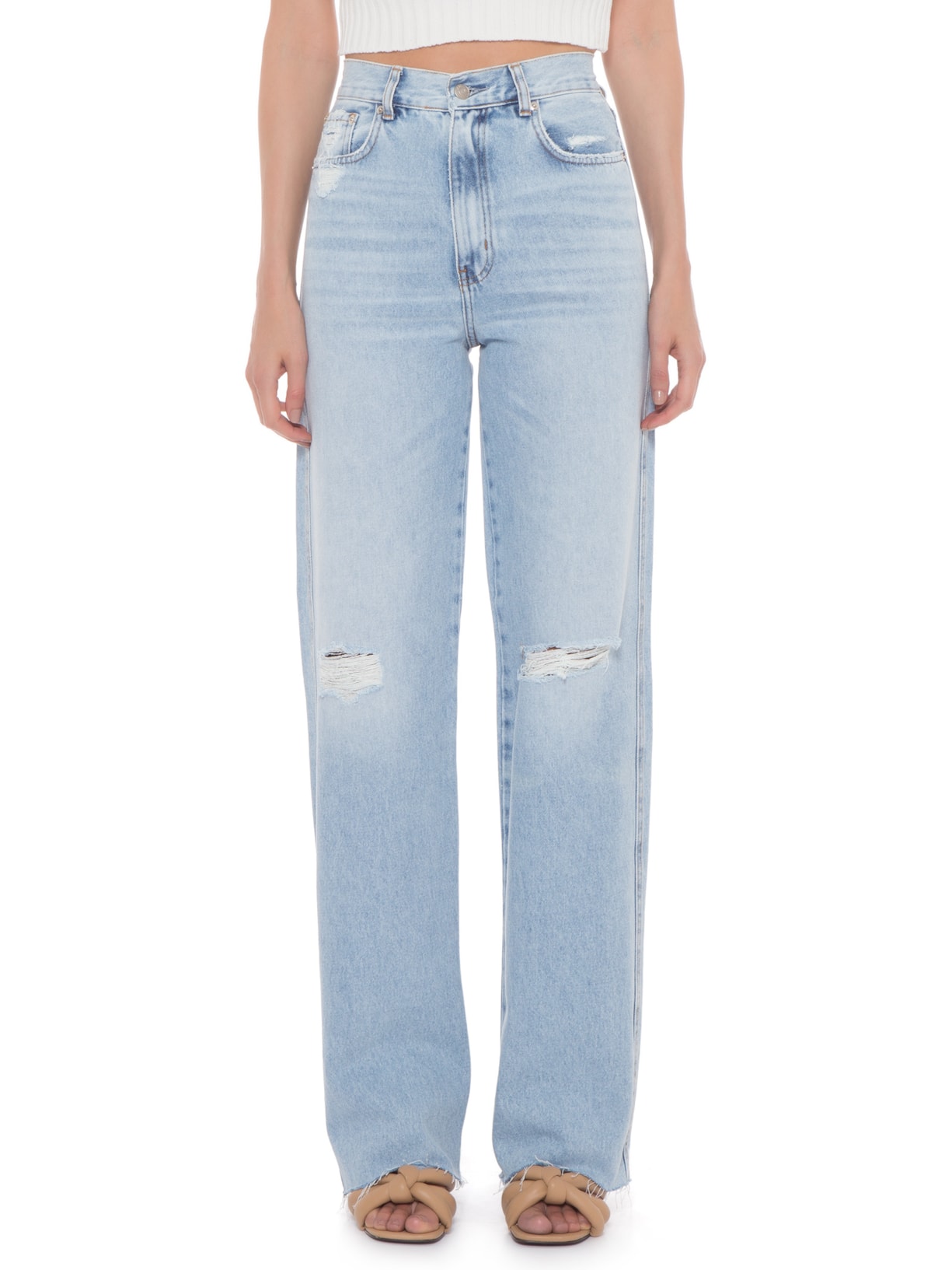 Calça Feminina Rise Straight Vintage Azul L*dnim