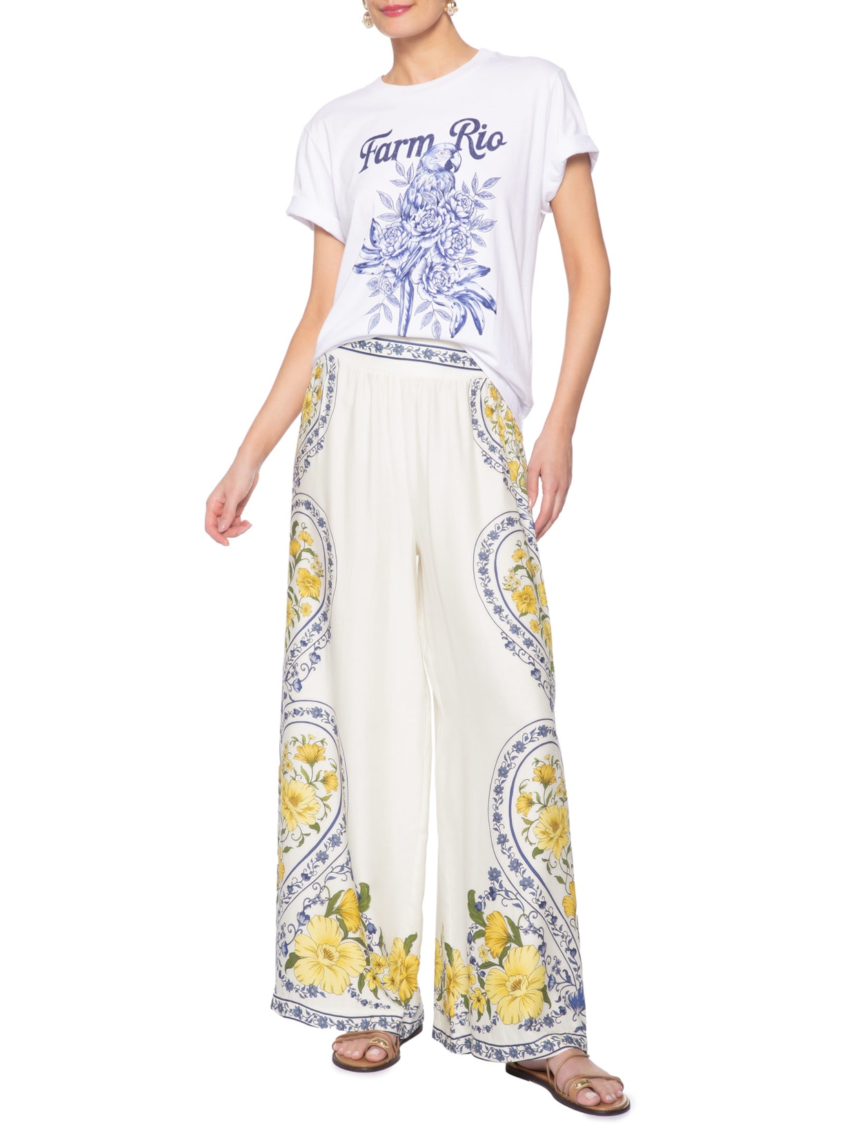 Calça Feminina Romance Boho Azul Farm