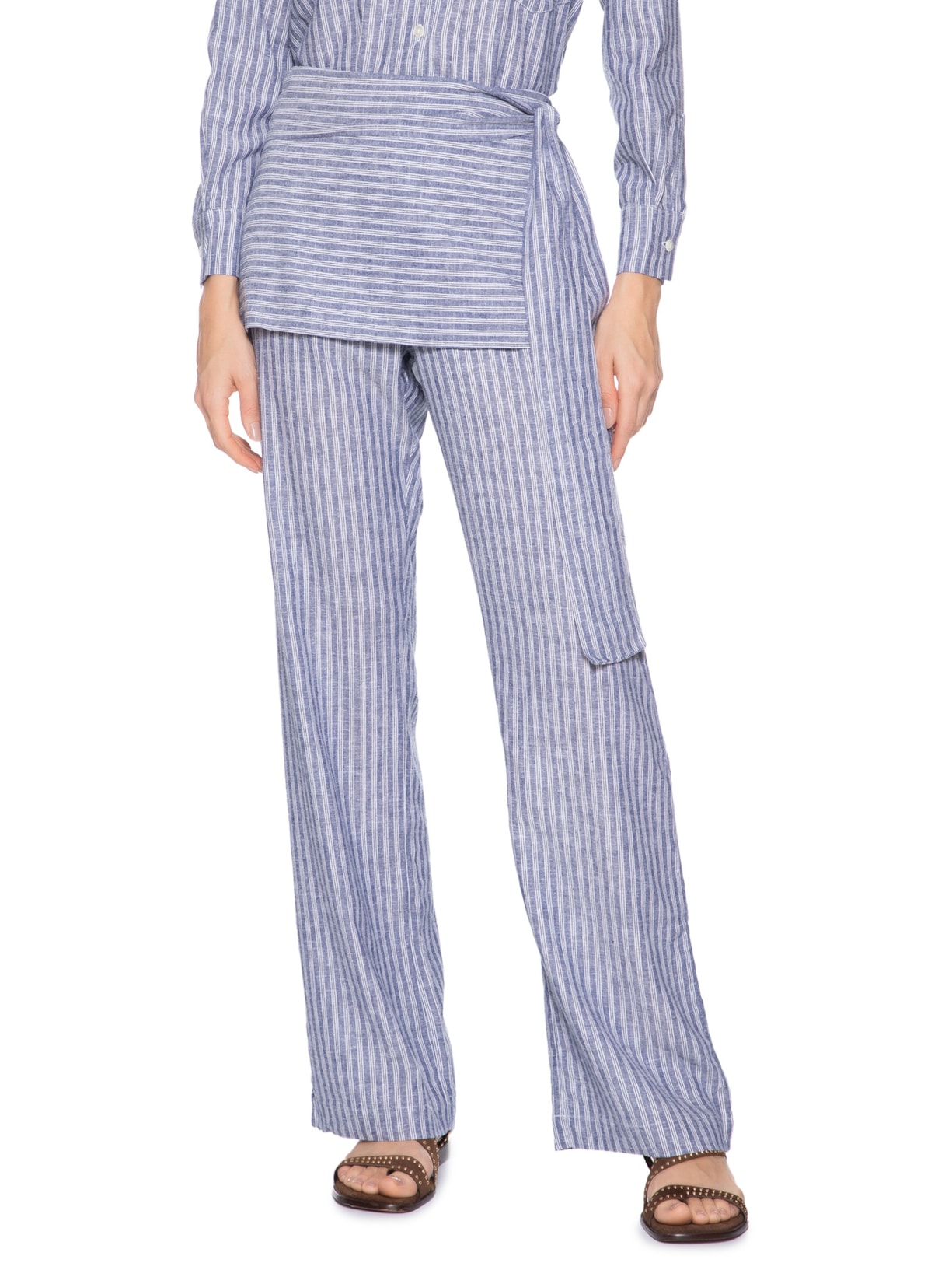 Calça Feminina Saia Mix De Listras Azul Maria Filó