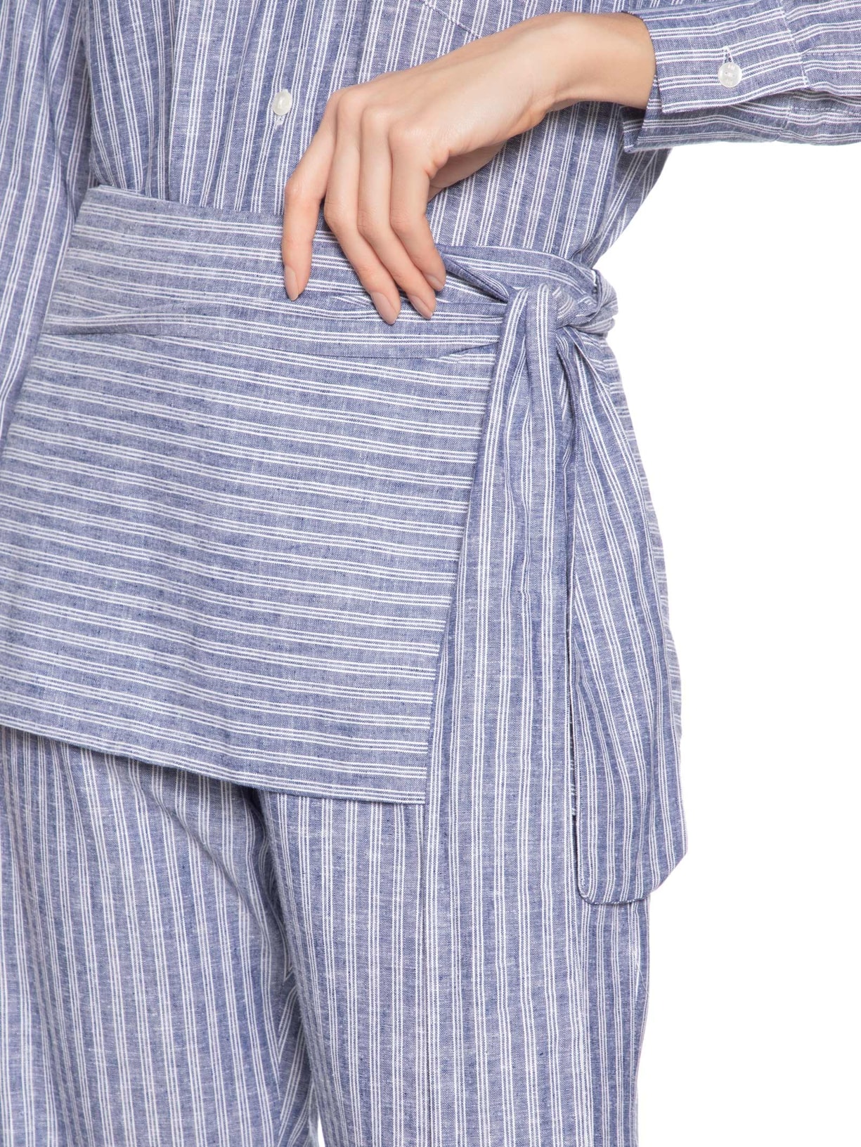 Calça Feminina Saia Mix De Listras Azul Maria Filó