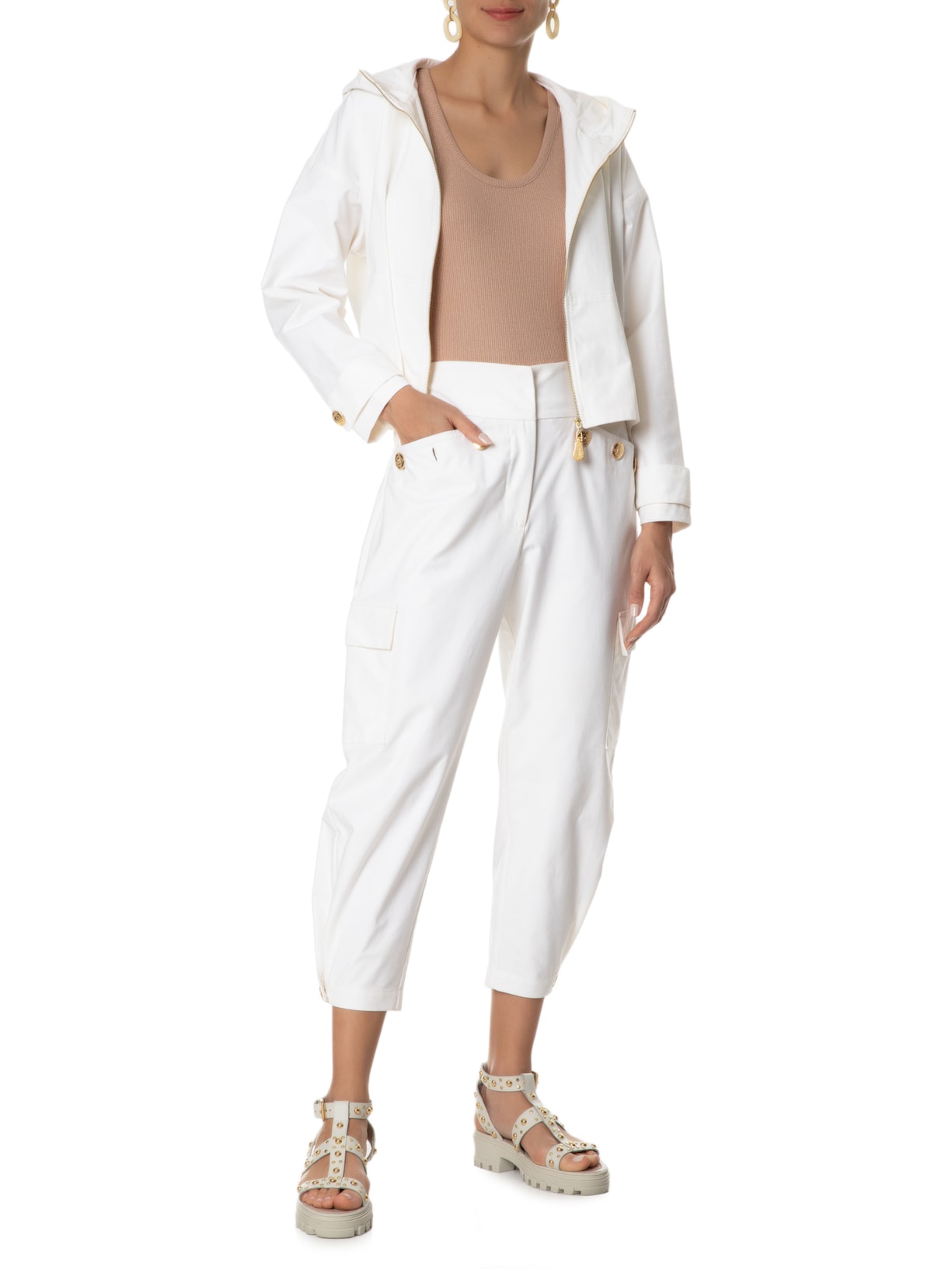 Calça Feminina Sandy Off White Mixed