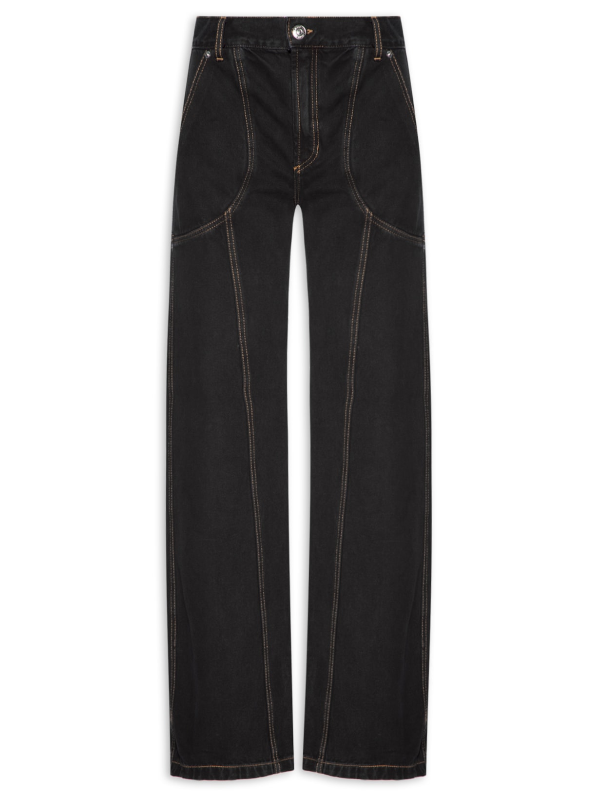 Calça Feminina Sarja Ampla Raw - Preto