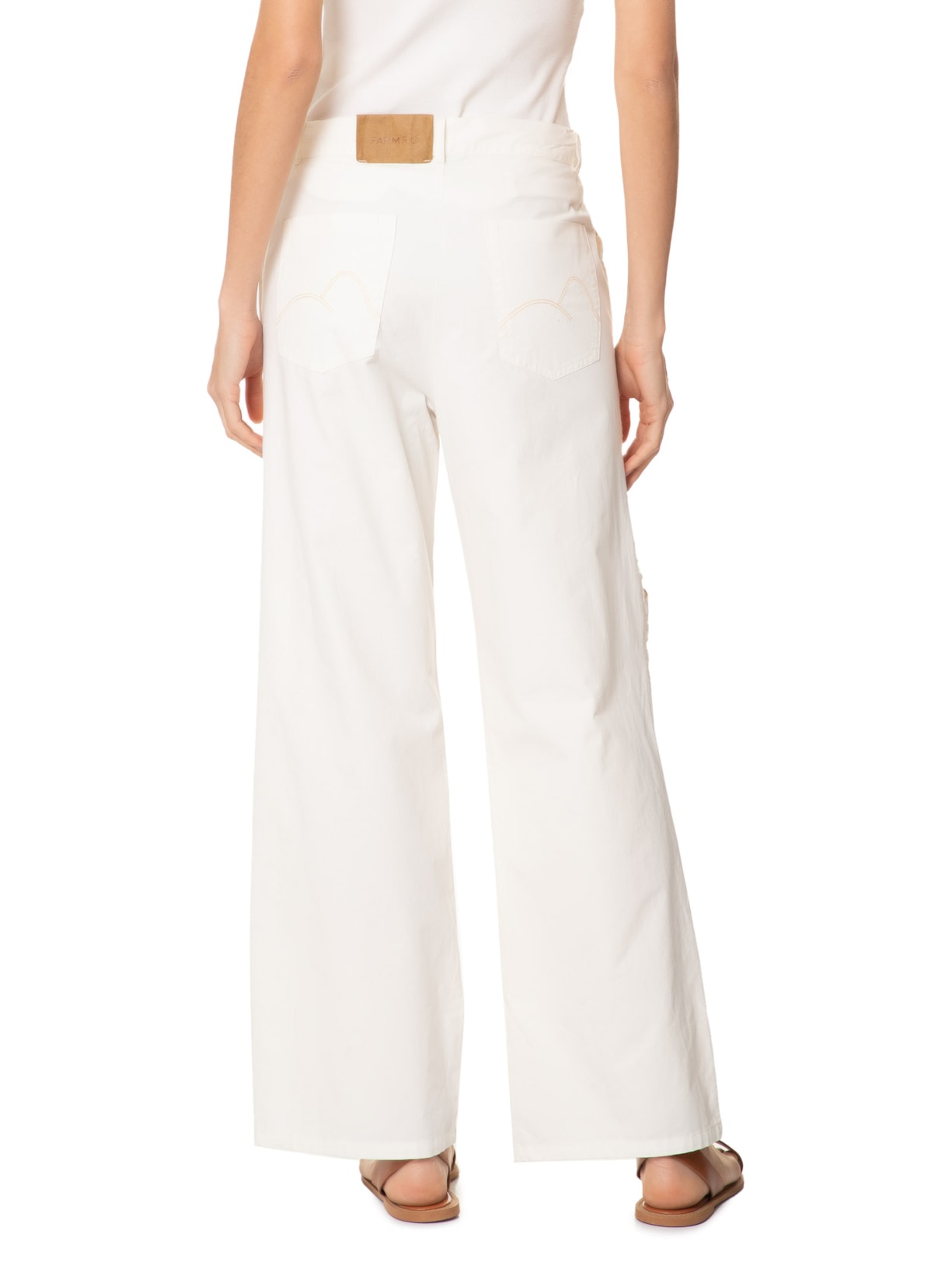 Calça Feminina Sarja Artesanal Richelieu Off White Farm