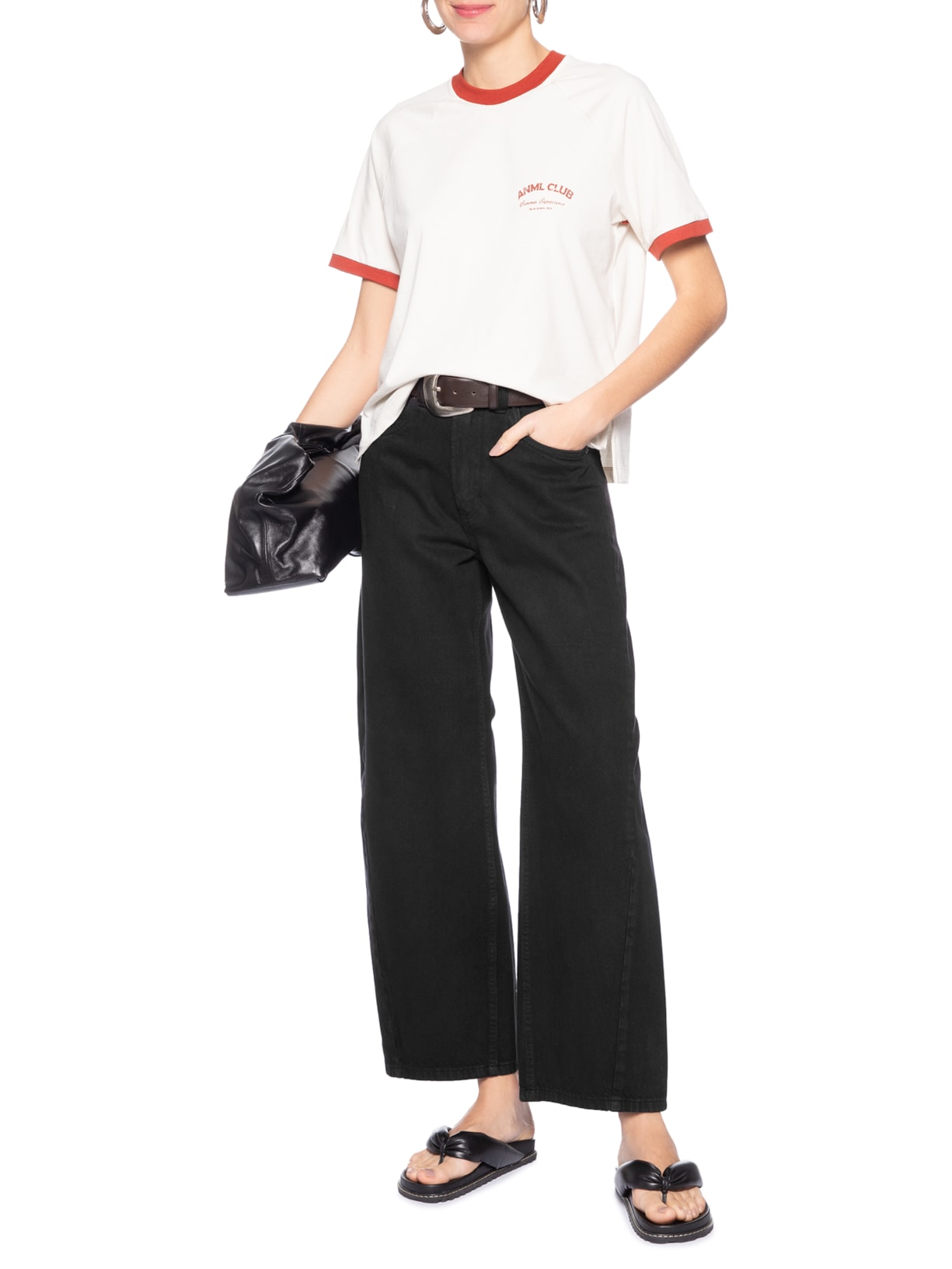 Calça Feminina Sarja Baggy Barcelona New Basic Preto Animale Jeans