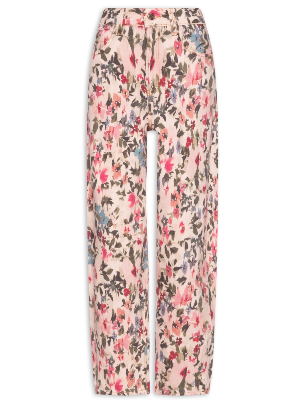 Calça Feminina Sarja Ballon Jardim De Flor - Rosa