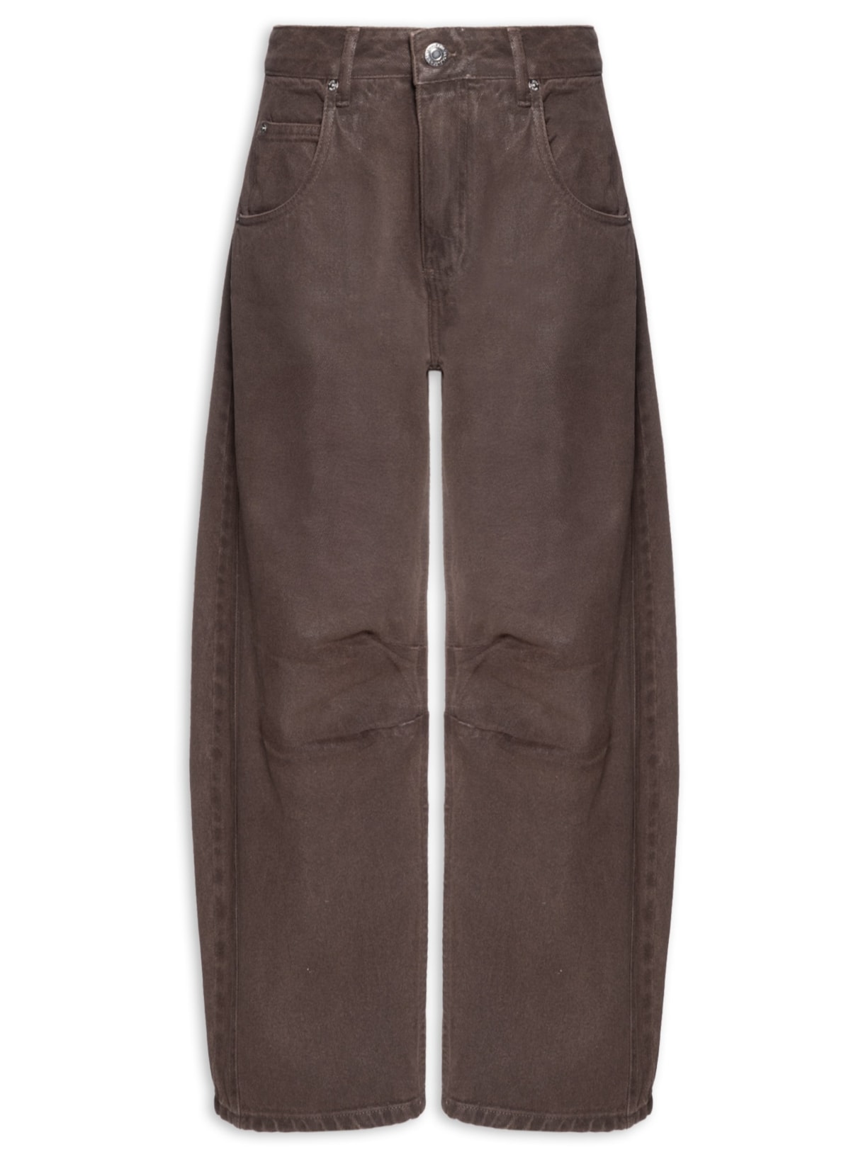 Calça Feminina Sarja Ballon Resinada Marrom Animale Jeans