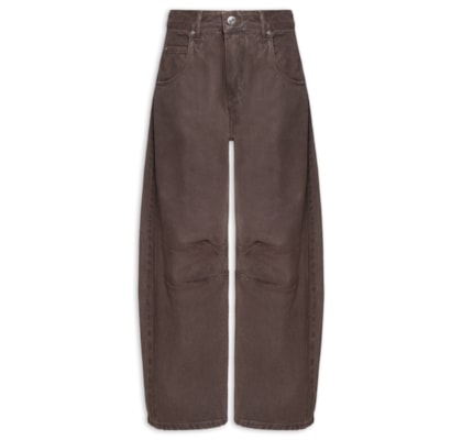 Calça Feminina Sarja Ballon Resinada - Marrom