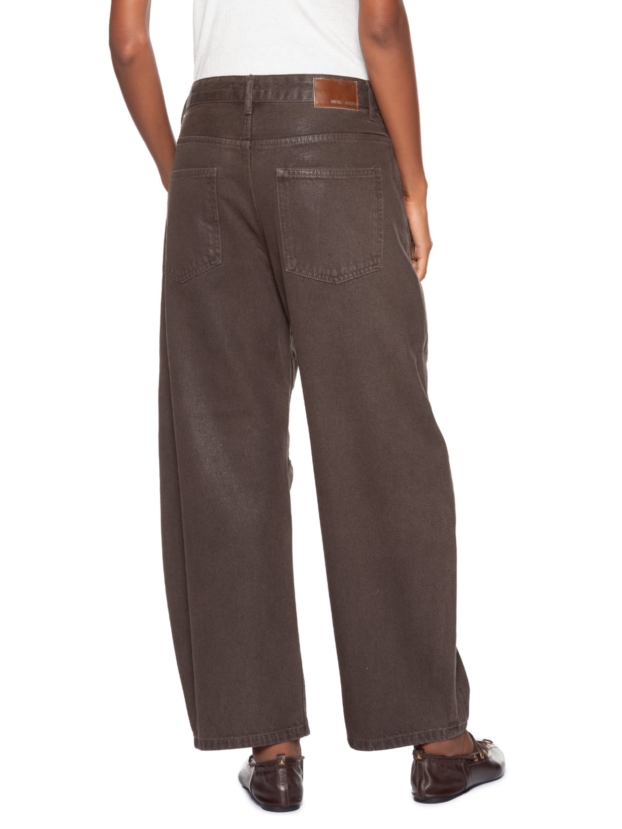 Calça Feminina Sarja Ballon Resinada Marrom Animale Jeans