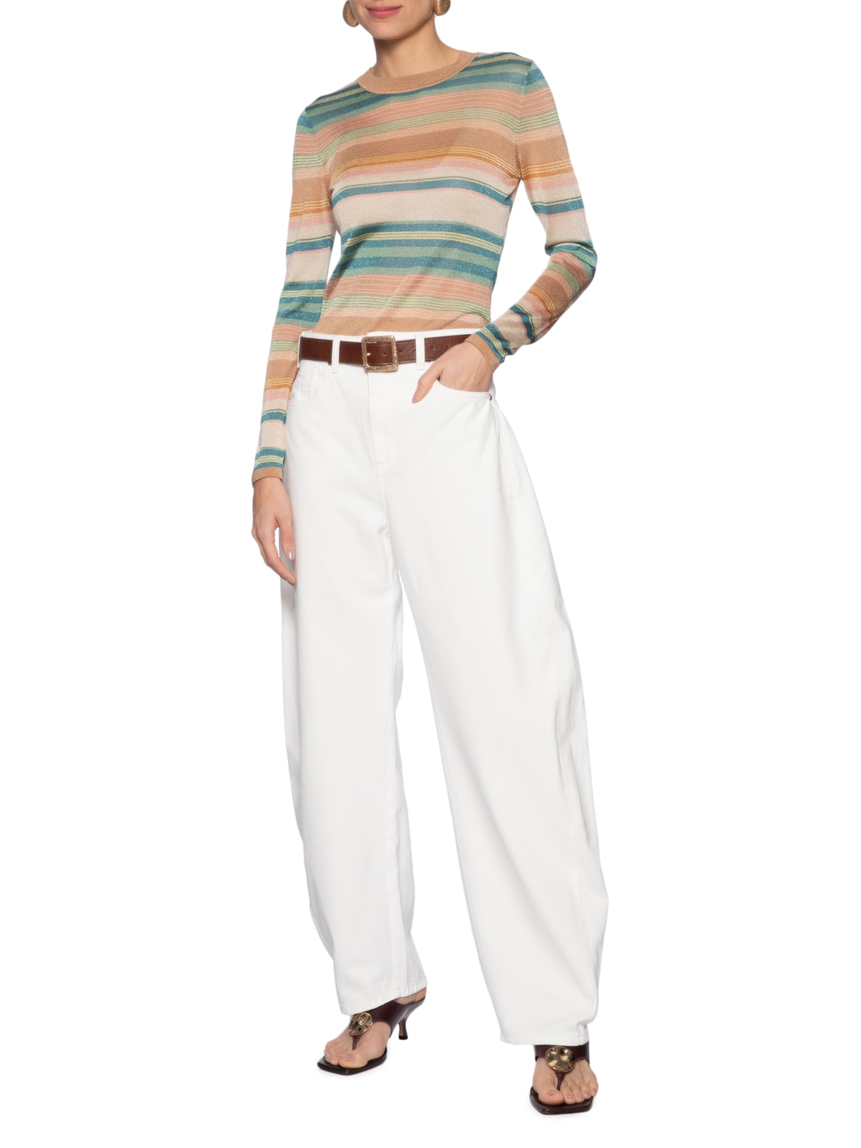 Calça Feminina Sarja Barrel Branco Forum