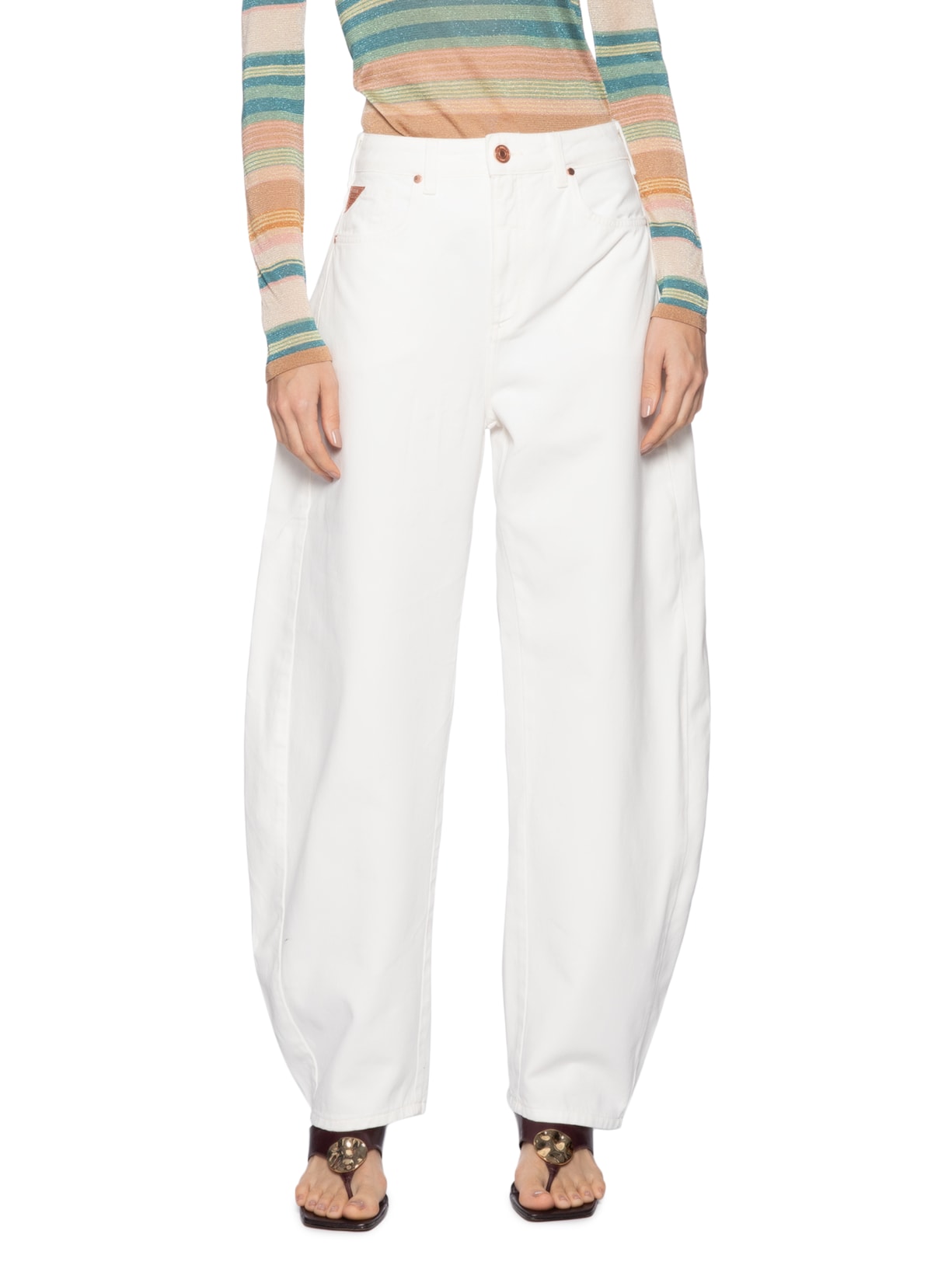 Calça Feminina Sarja Barrel Branco Forum