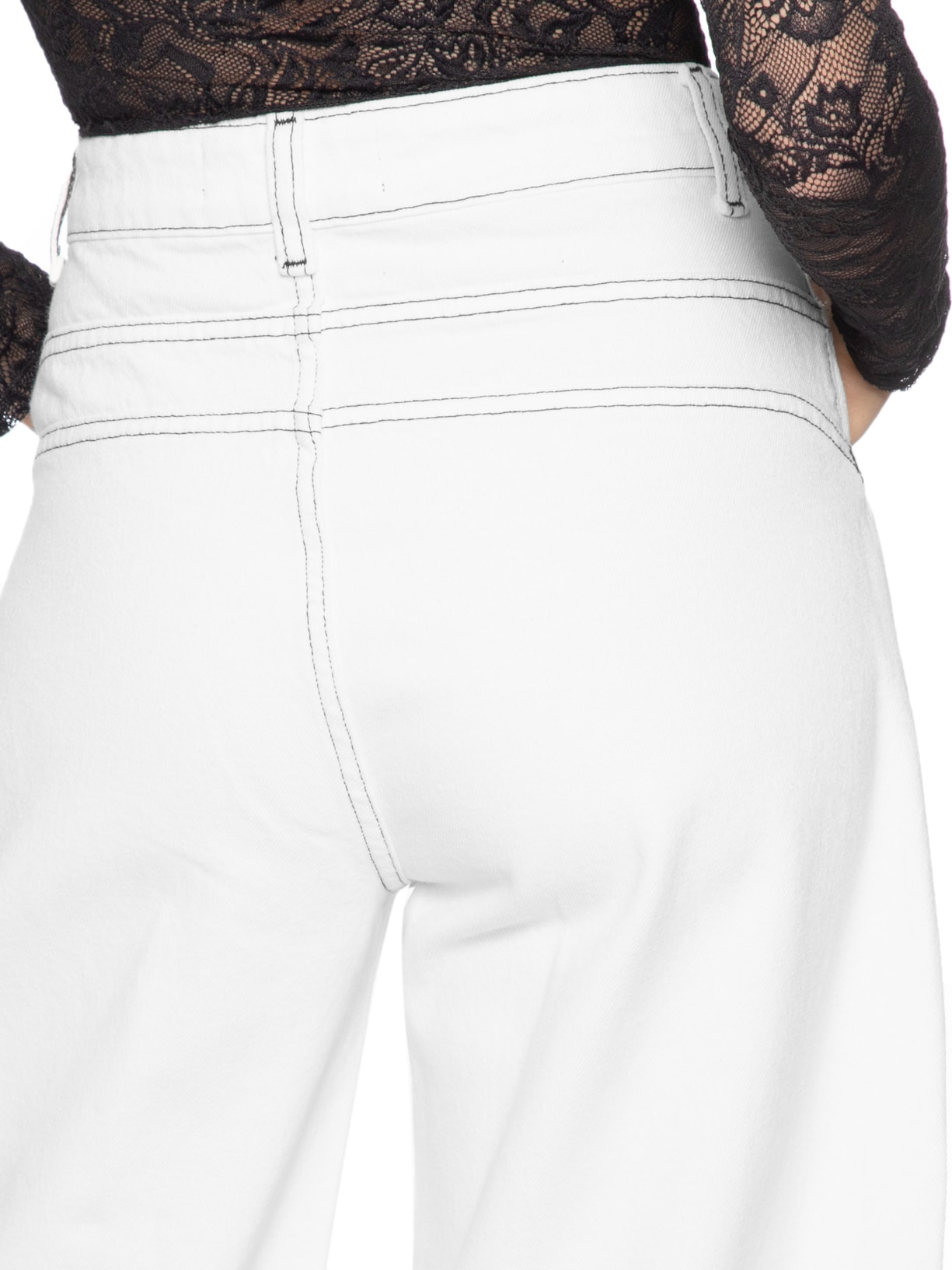 Calça Feminina Sarja Barrel Pesponto Contraste – Branco Animale Jeans