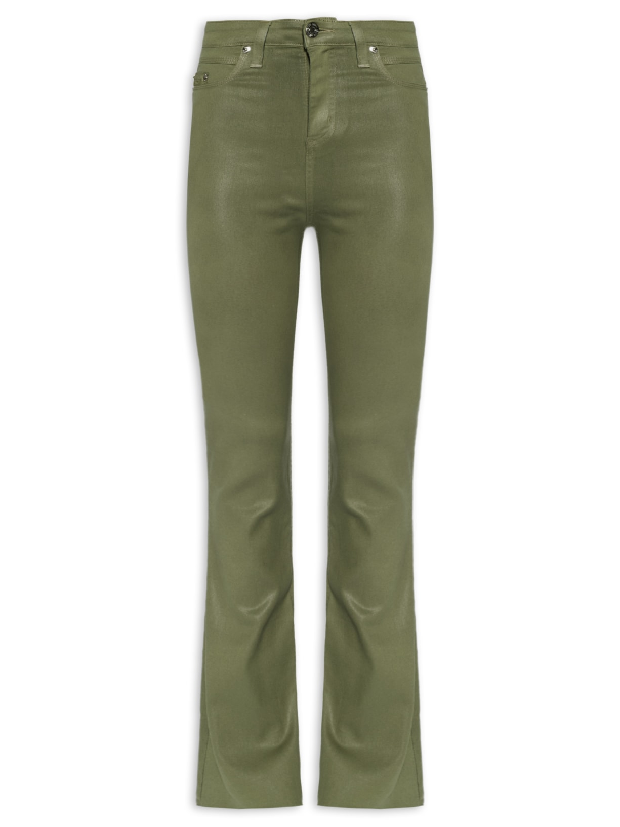 Calça Feminina Sarja Basic High Like Leather Verde Animale Jeans