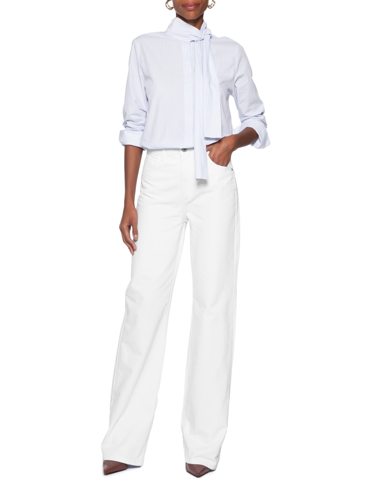 Calça Feminina Sarja Bella Branco Forum